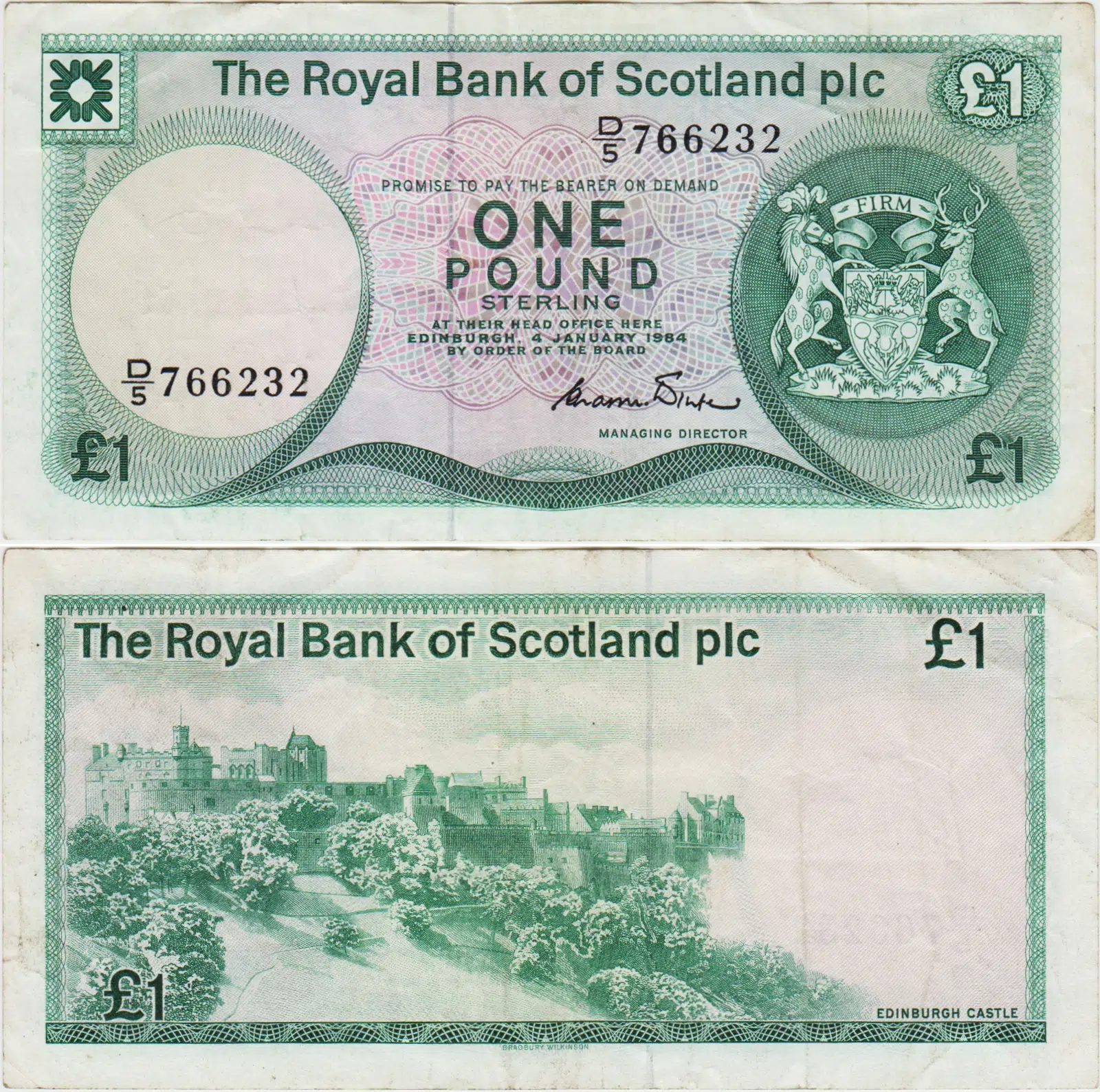 İSKOÇYA 1 POUND 1984 EDİNBURGH KALESİ GÖRSELLİ. ÇOK ÇOK TEMİZ KONDİSYON.