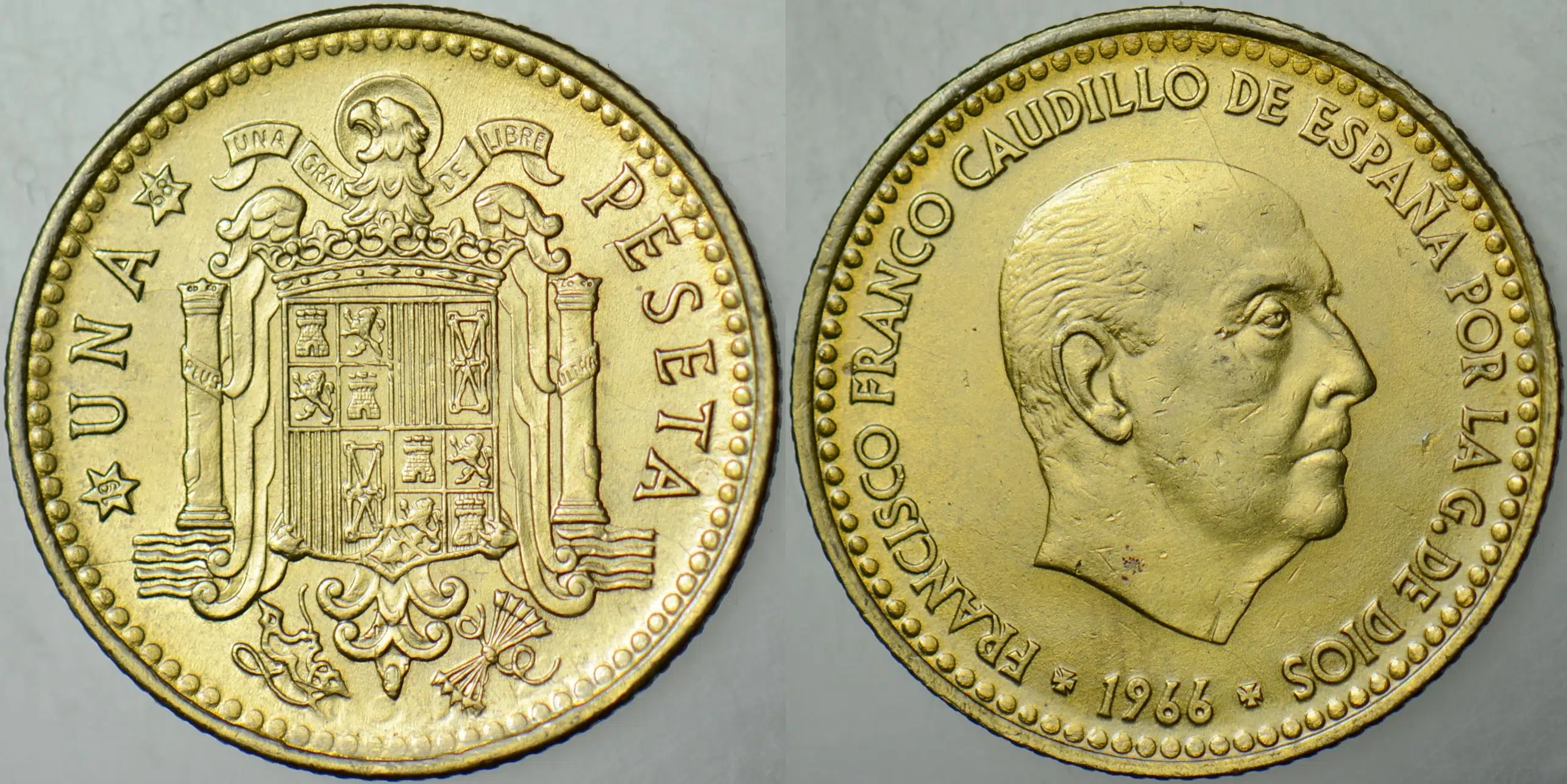 İSPANYA 1 PESETA 1966 (68). FRANCO DÖNEMİ. ÇİLALTI