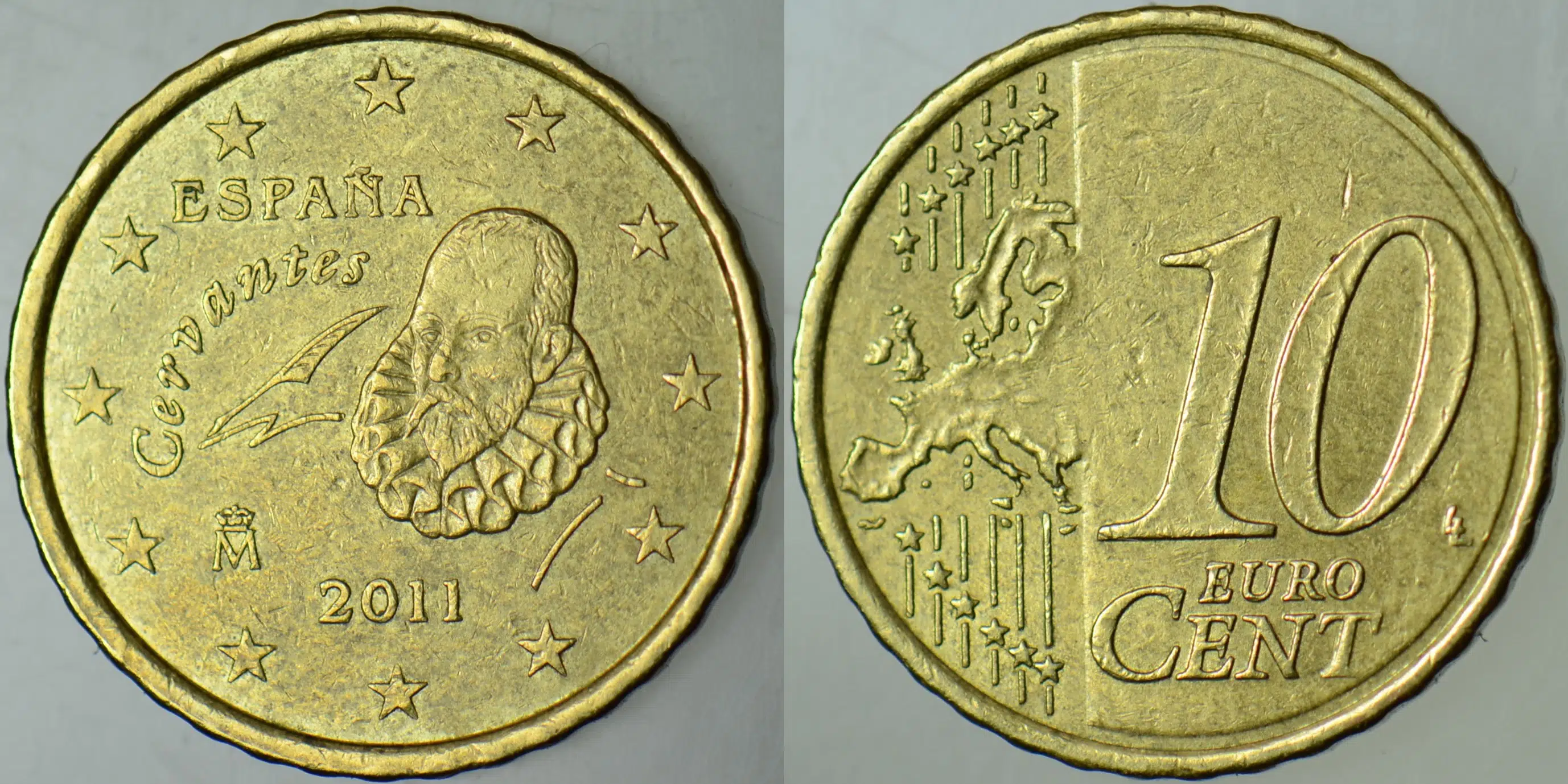 İSPANYA 10 EURO CENT 2011 CERVANTES GÖRSELLİ.