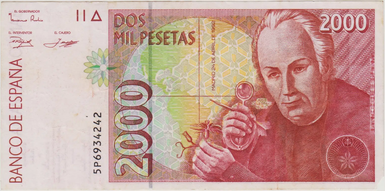 İSPANYA 2000 PESETA 1992 alt köşede eksiği var ÇOK TEMİZ.