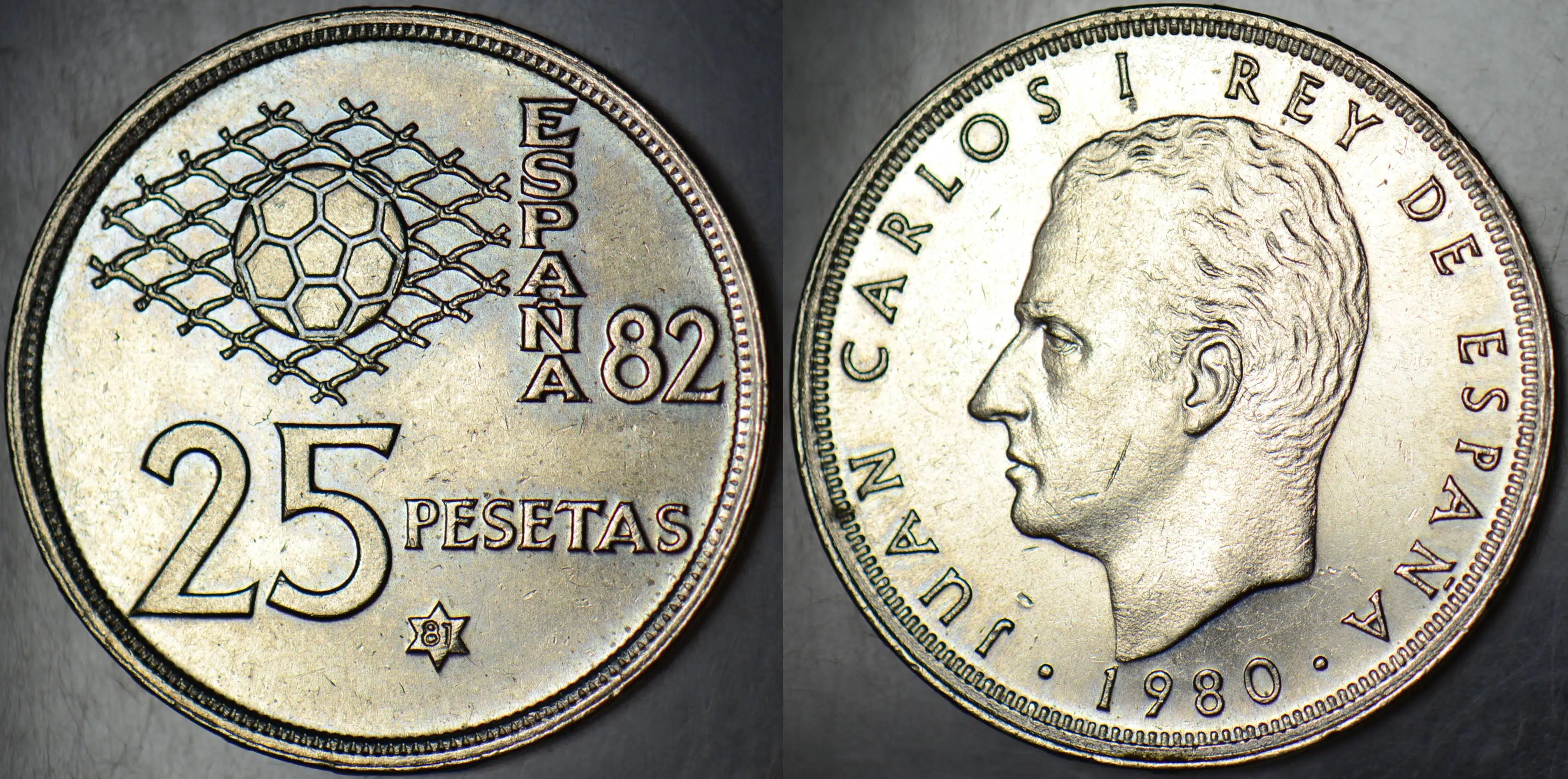 İSPANYA 25 PESETA 1980. FIFA DÜNYA KUPASI 1982 TEMALI. ÇİLALTI+