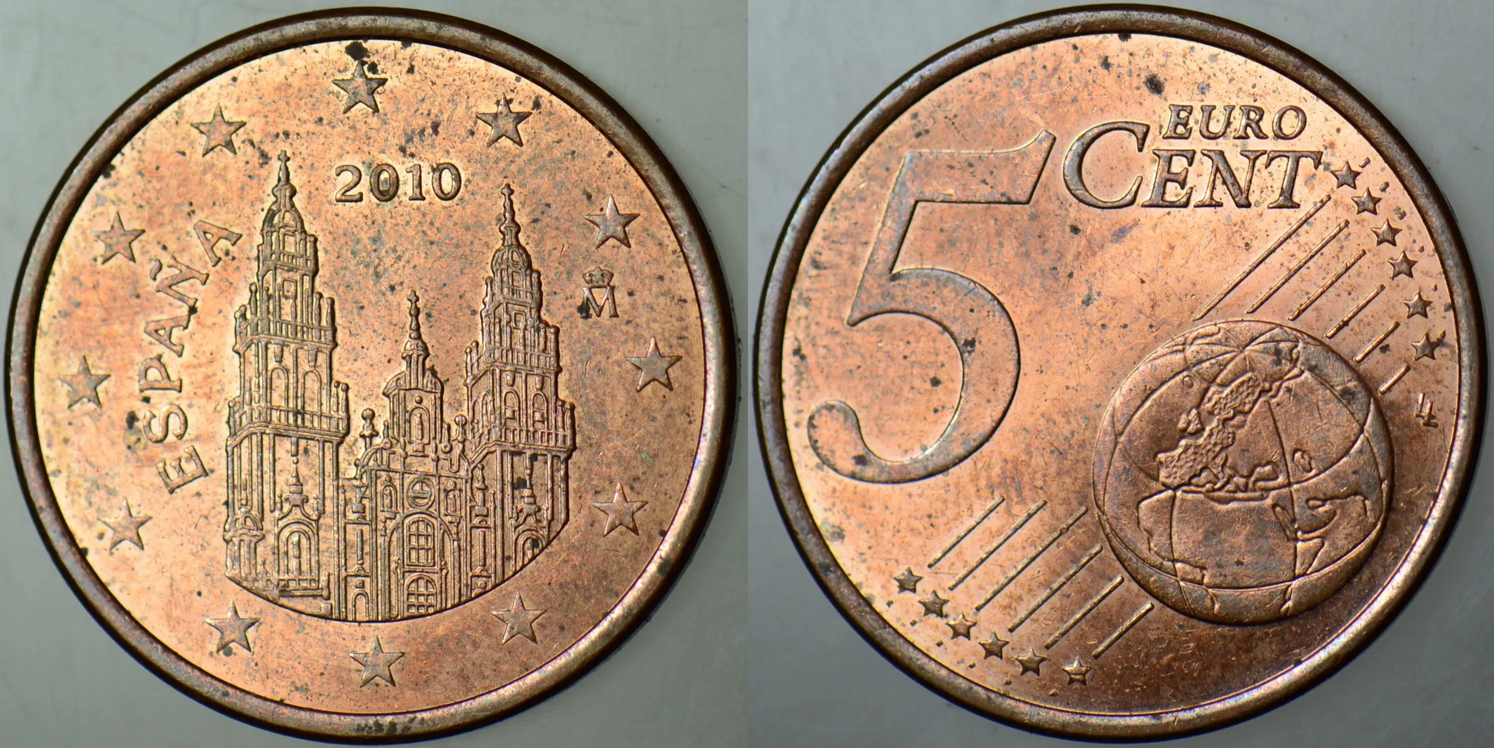 İSPANYA 5 EURO CENT 2010 SANTIAGO DE COMPOSTELA KATEDRALİ GÖRSELLİ. ÇİLALTI.