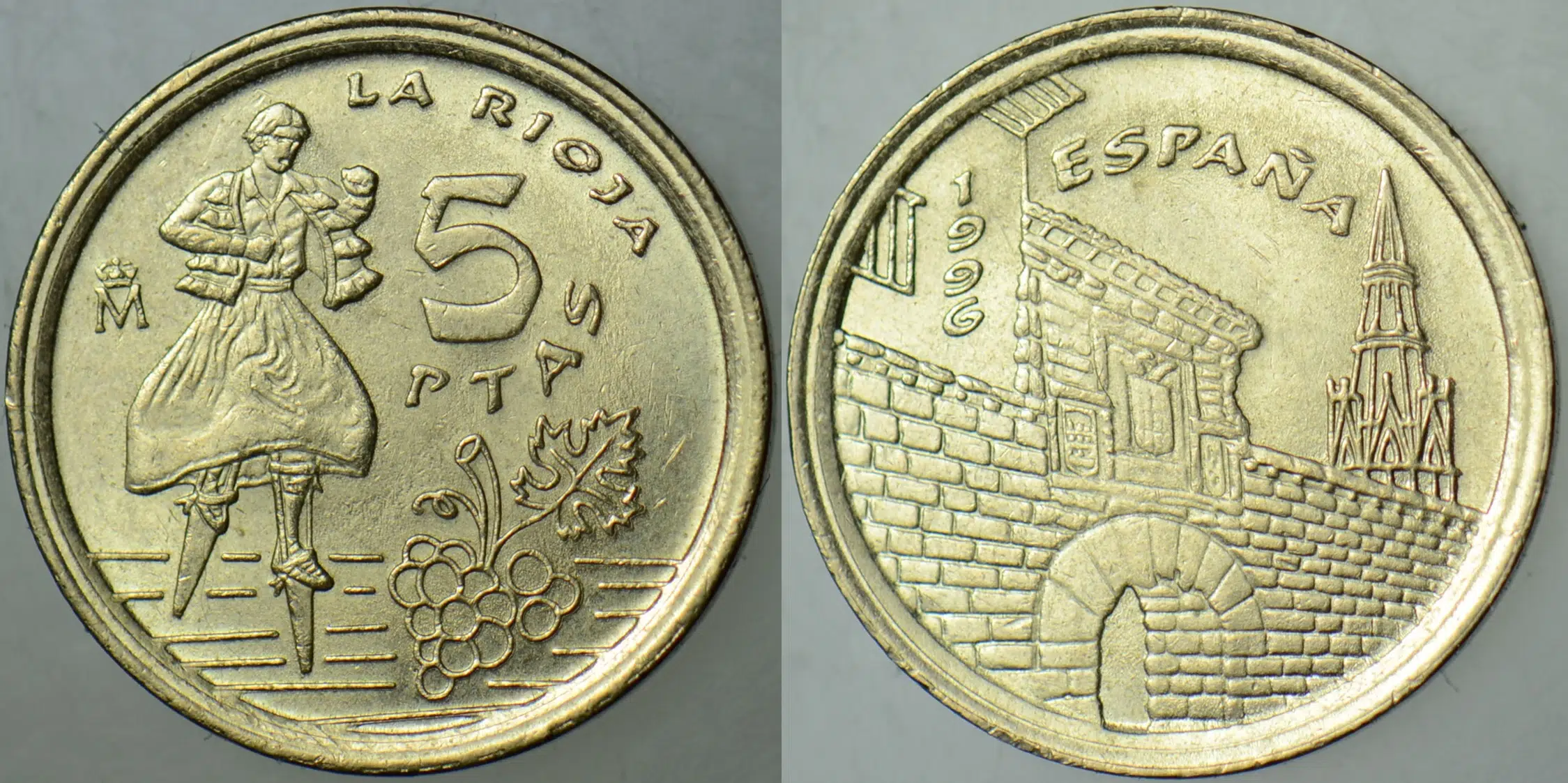 İSPANYA 5 PESETA 1996 LA RİOJA. SİRKÜLASYON HATIRA. ÇİL(-)