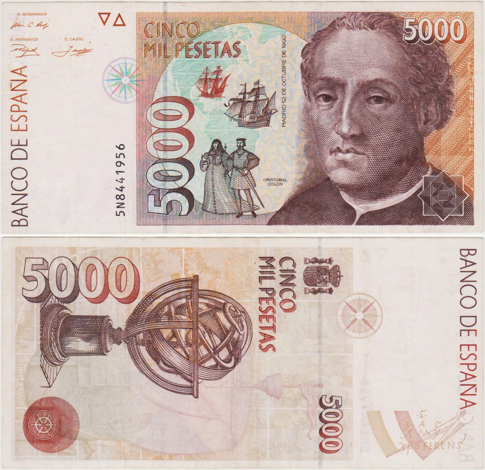 İSPANYA 5000 PESETA 1992 ÇOK ÇOK TEMİZ++ KONDİSYON.