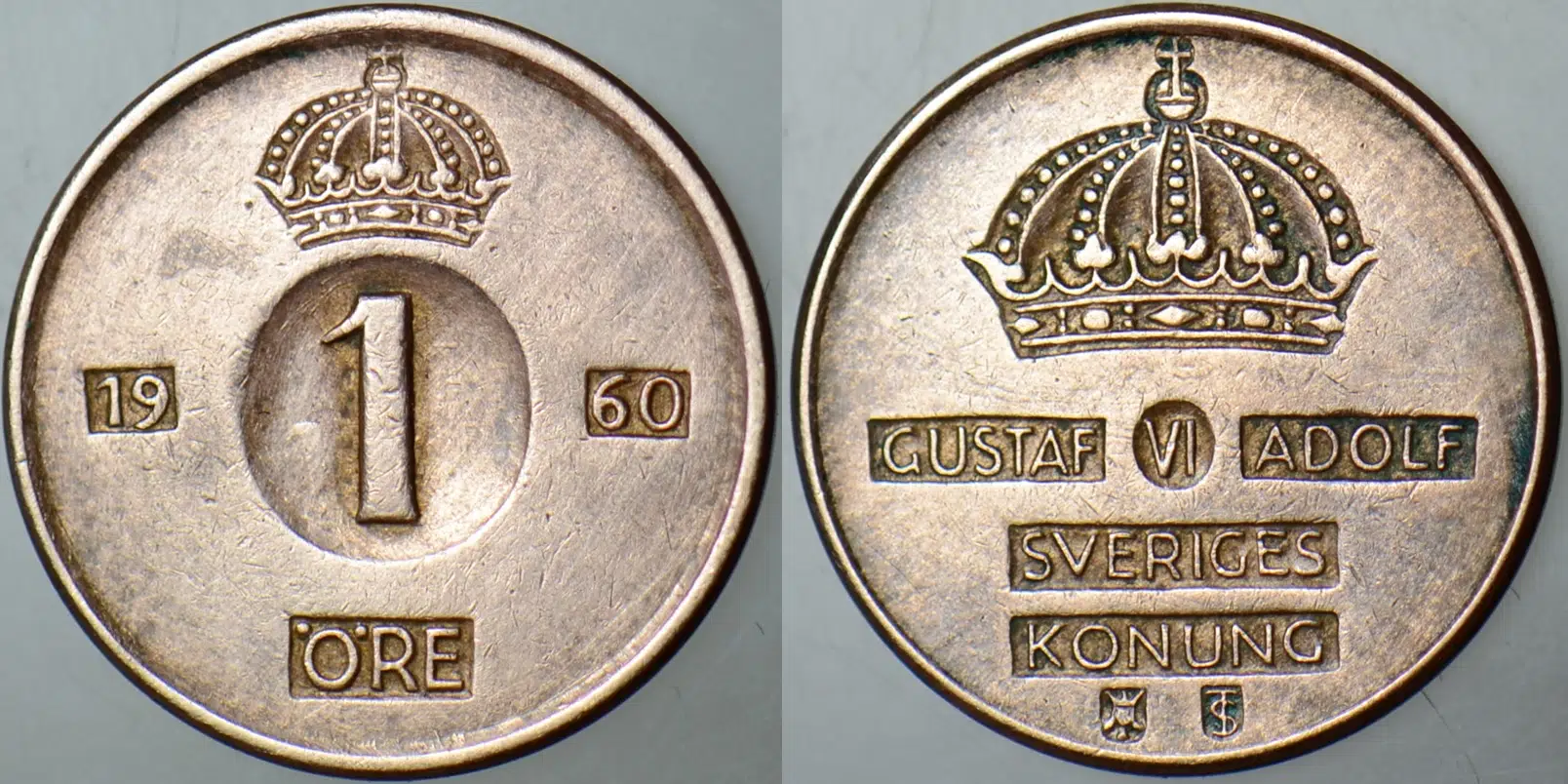 İSVEÇ 1 ÖRE 1960 KRAL 6. GUSTAF DÖNEMİ.