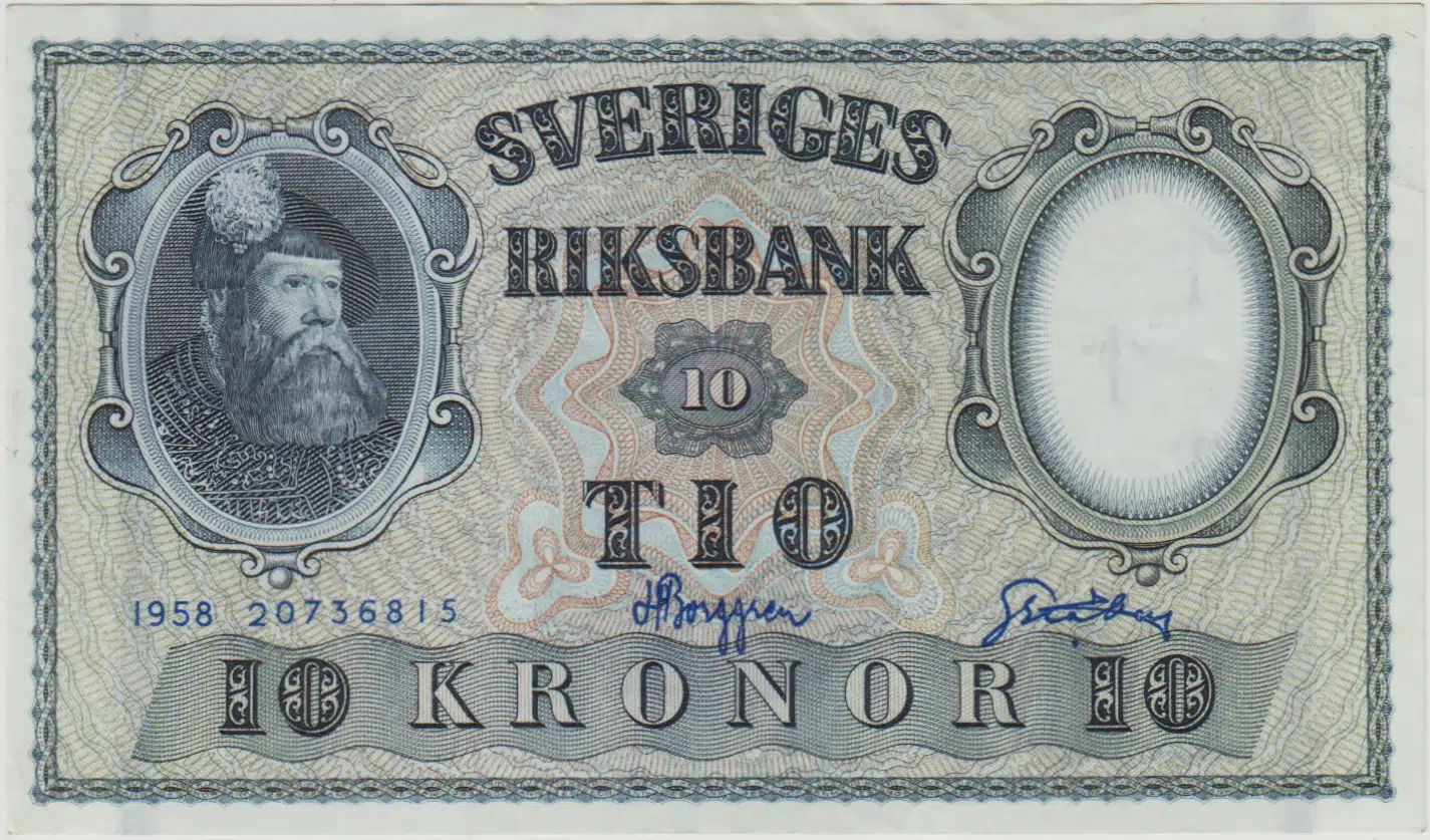 İSVEÇ 10 KRON 1958 ÇİLALTI.