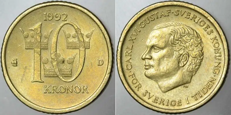 İSVEÇ 10 KRON 1992.