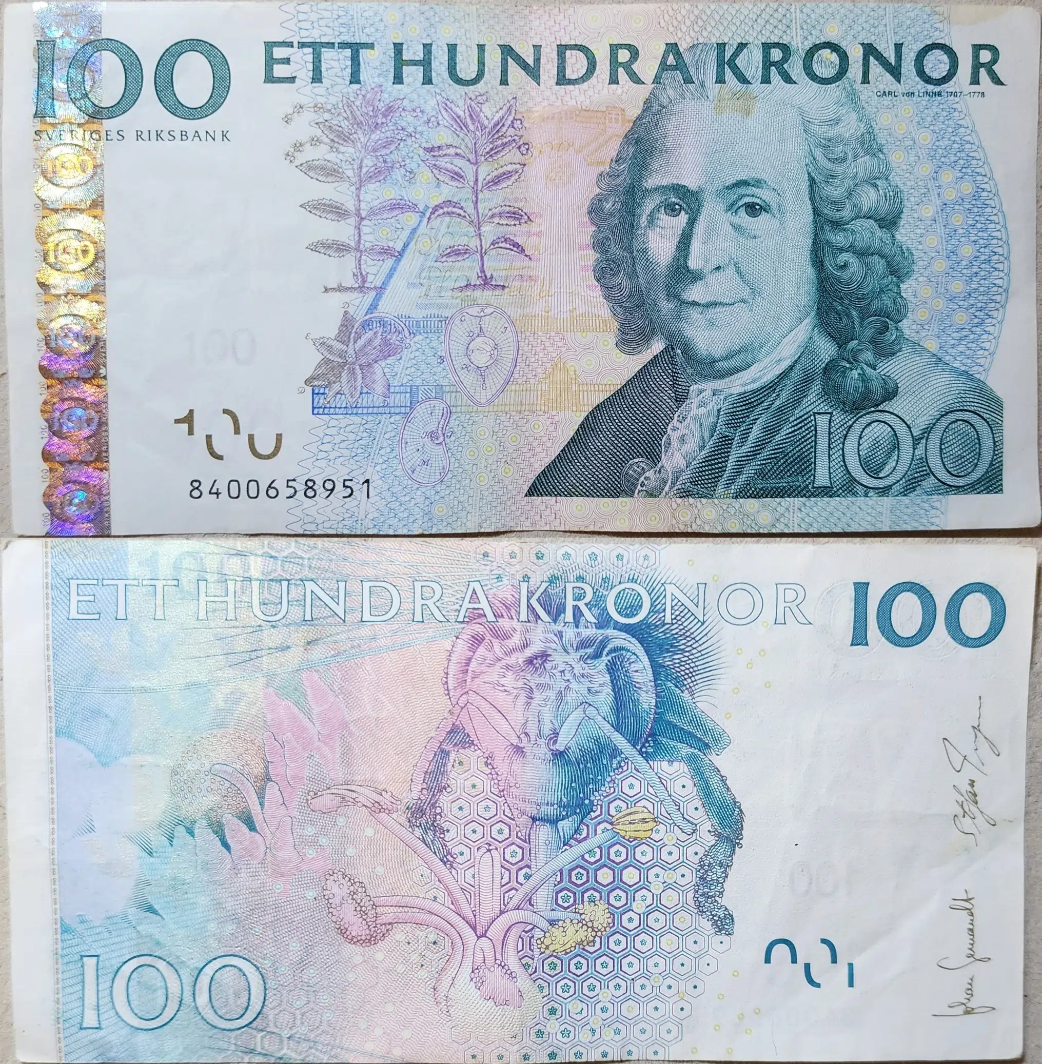 İSVEÇ 100 KRON 2008 TAKSONOMİ TEMALI. ÇOK ÇOK TEMİZ KONDİSYON.