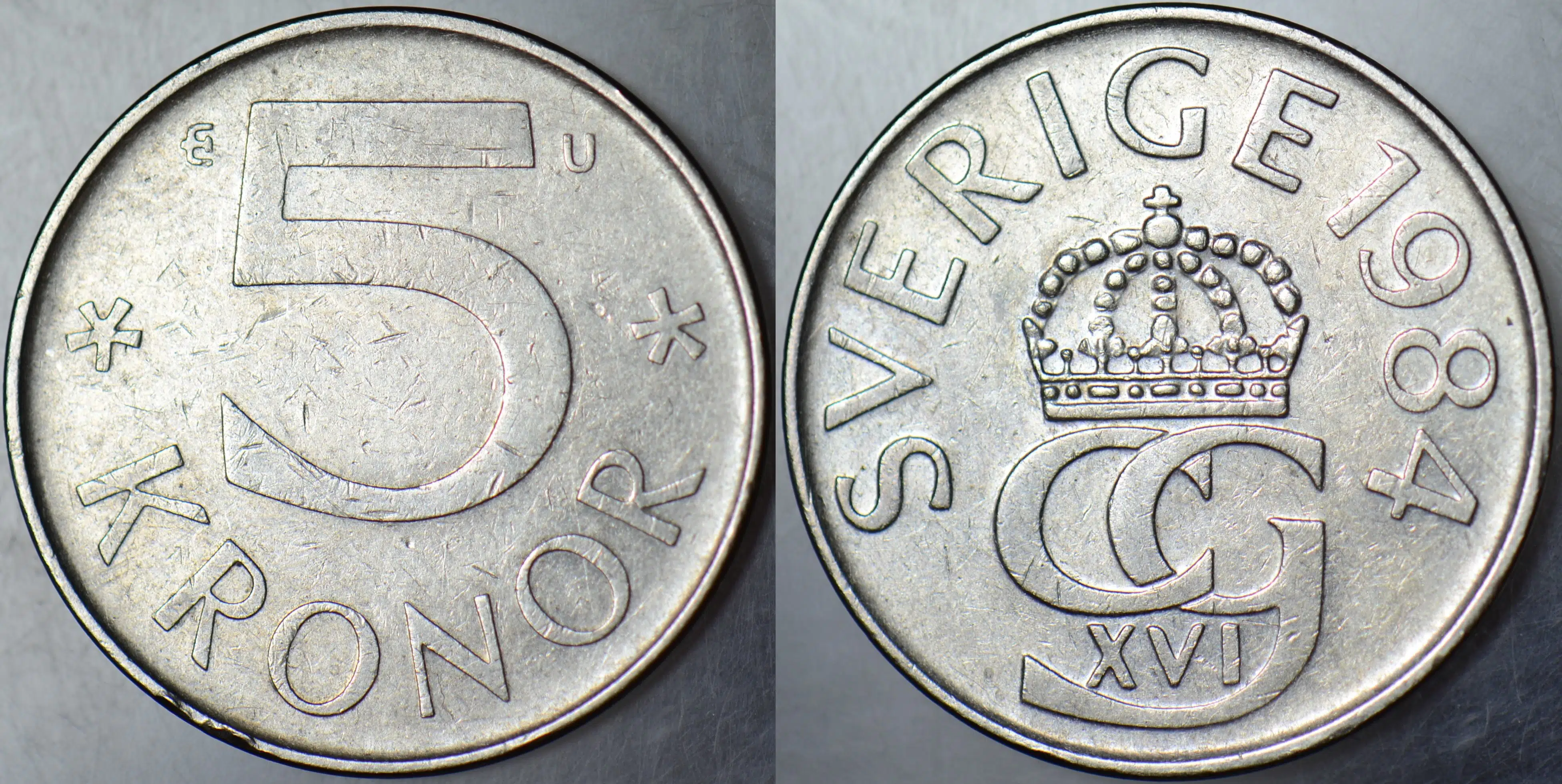 İSVEÇ 5 KRON 1984.