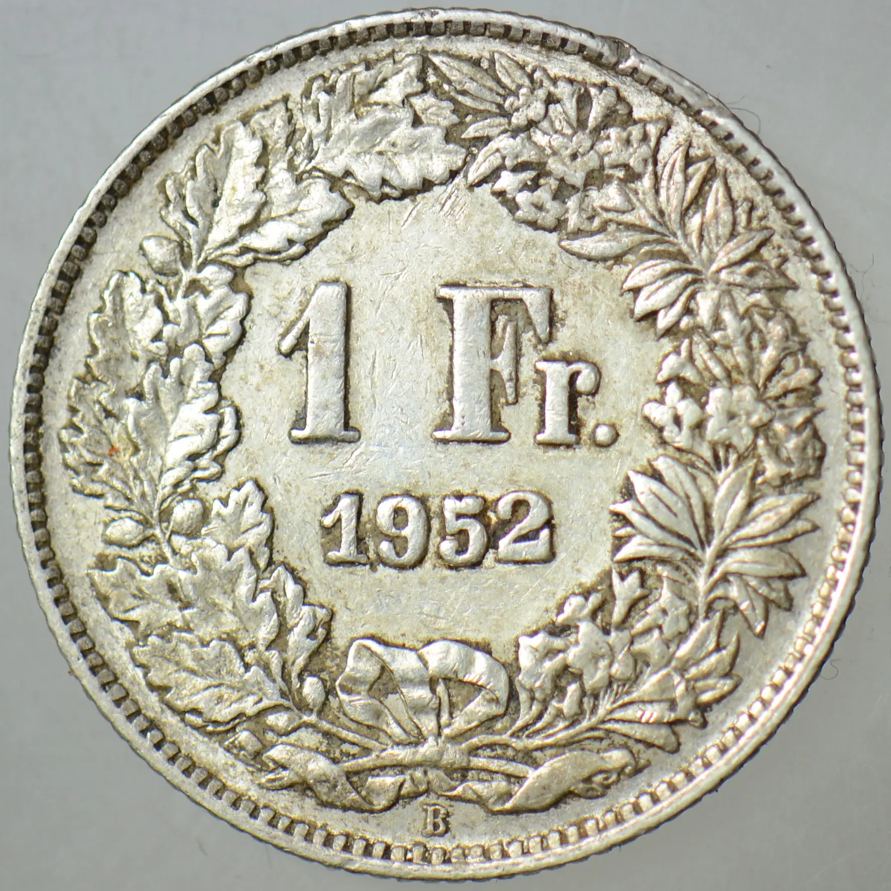 İSVİÇRE 1 FRANK 1952 GÜMÜŞ 5 gr.