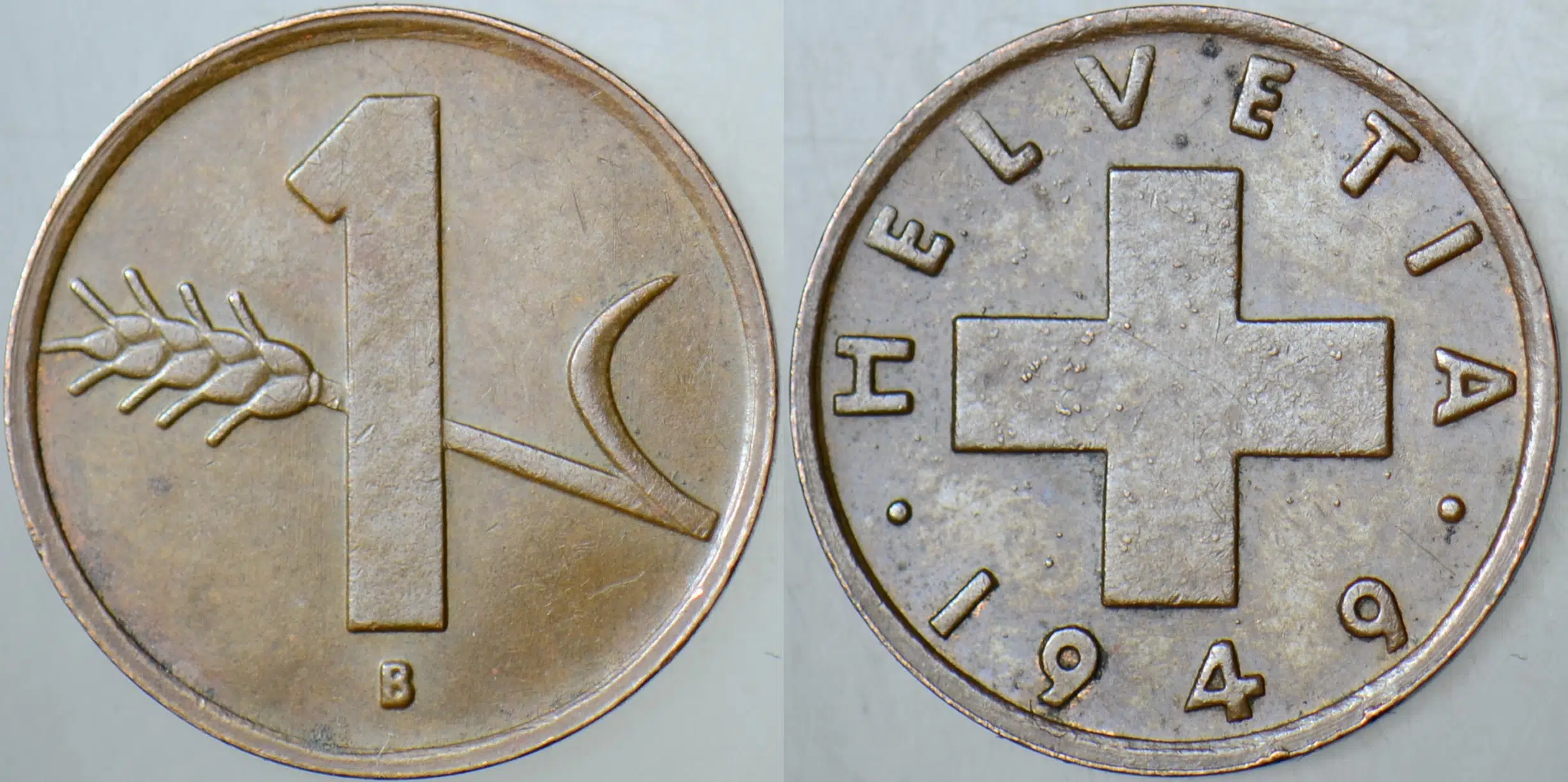 İSVİÇRE 1 RAPPEN 1949 BBRONZ 16 mm.