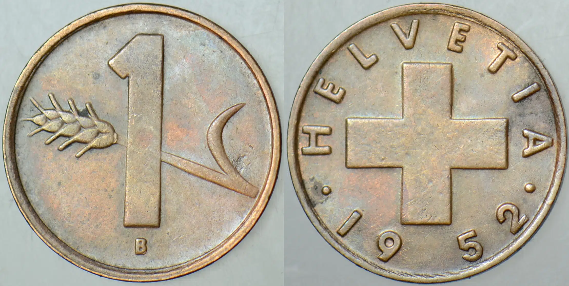 İSVİÇRE 1 RAPPEN 1952 BRONZ 16 mm.