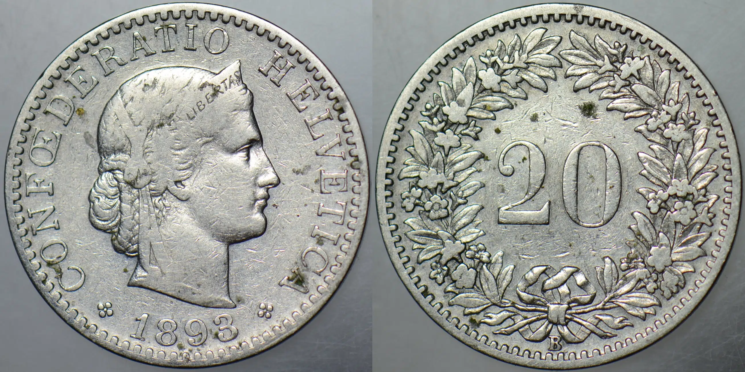 İSVİÇRE 20 RAPPEN 1893.