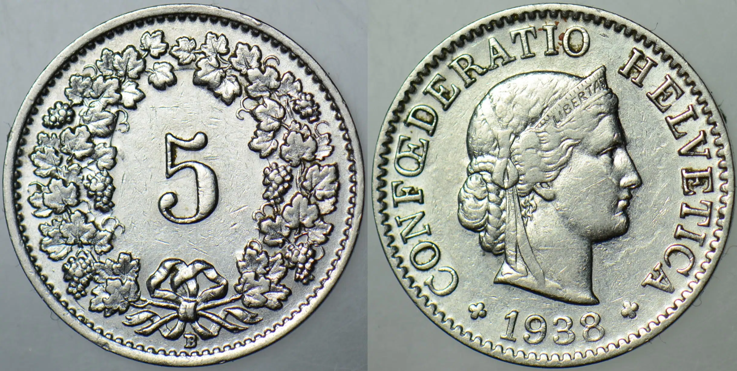 İSVİÇRE 5 RAPPEN 1938.