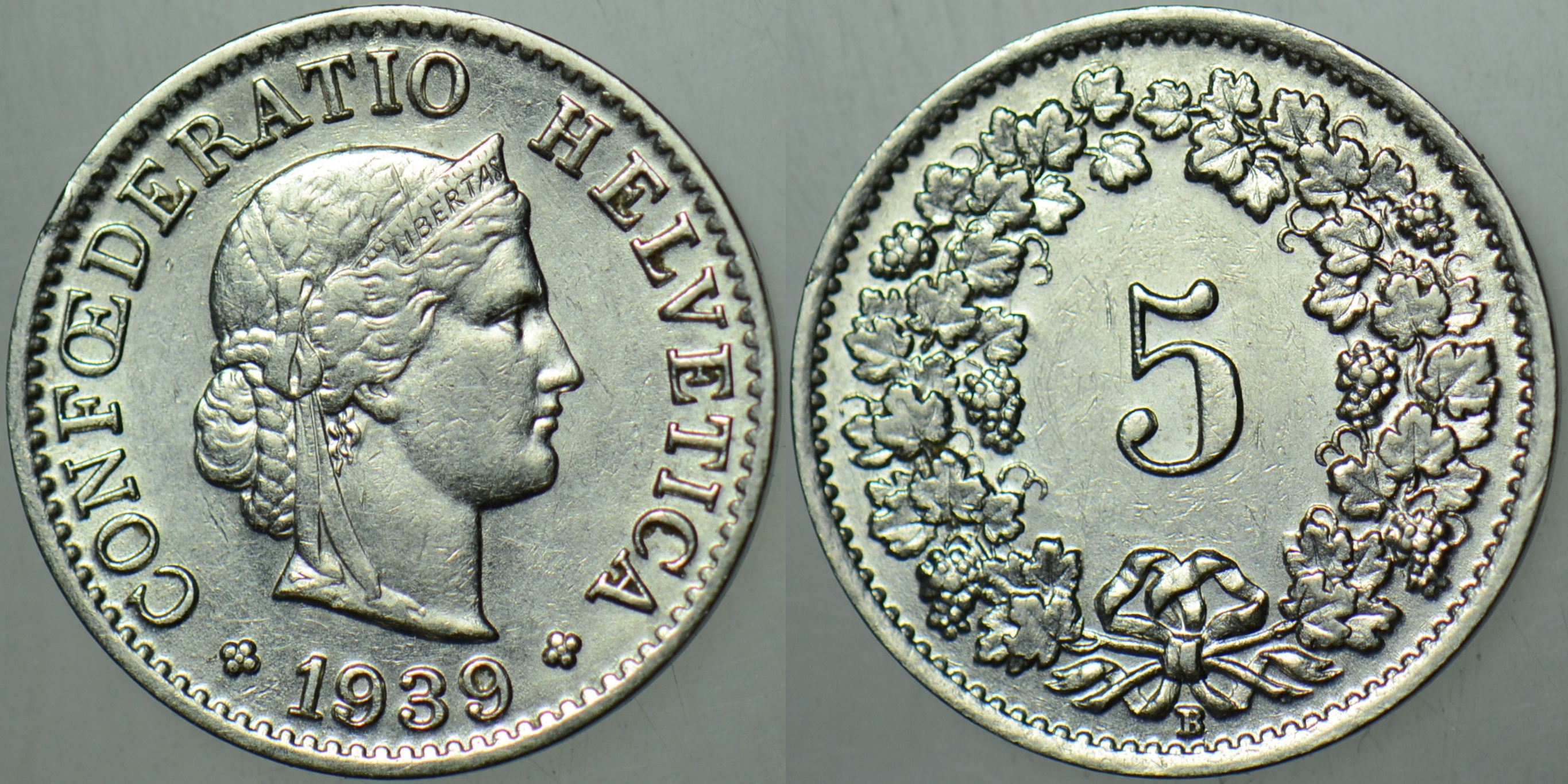 İSVİÇRE 5 RAPPEN 1939 ÇİLALTI KONDİSYON.