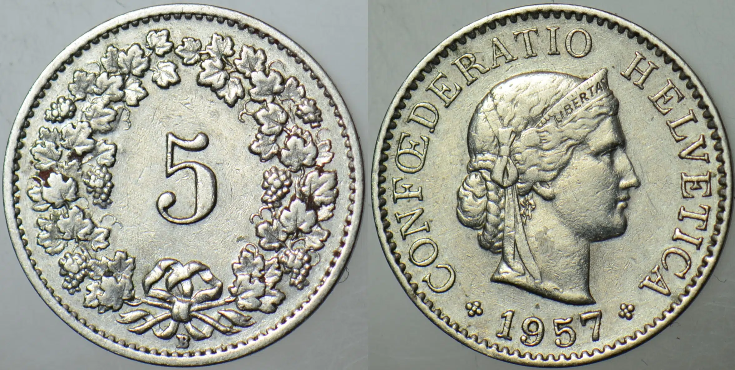 İSVİÇRE 5 RAPPEN 1957.