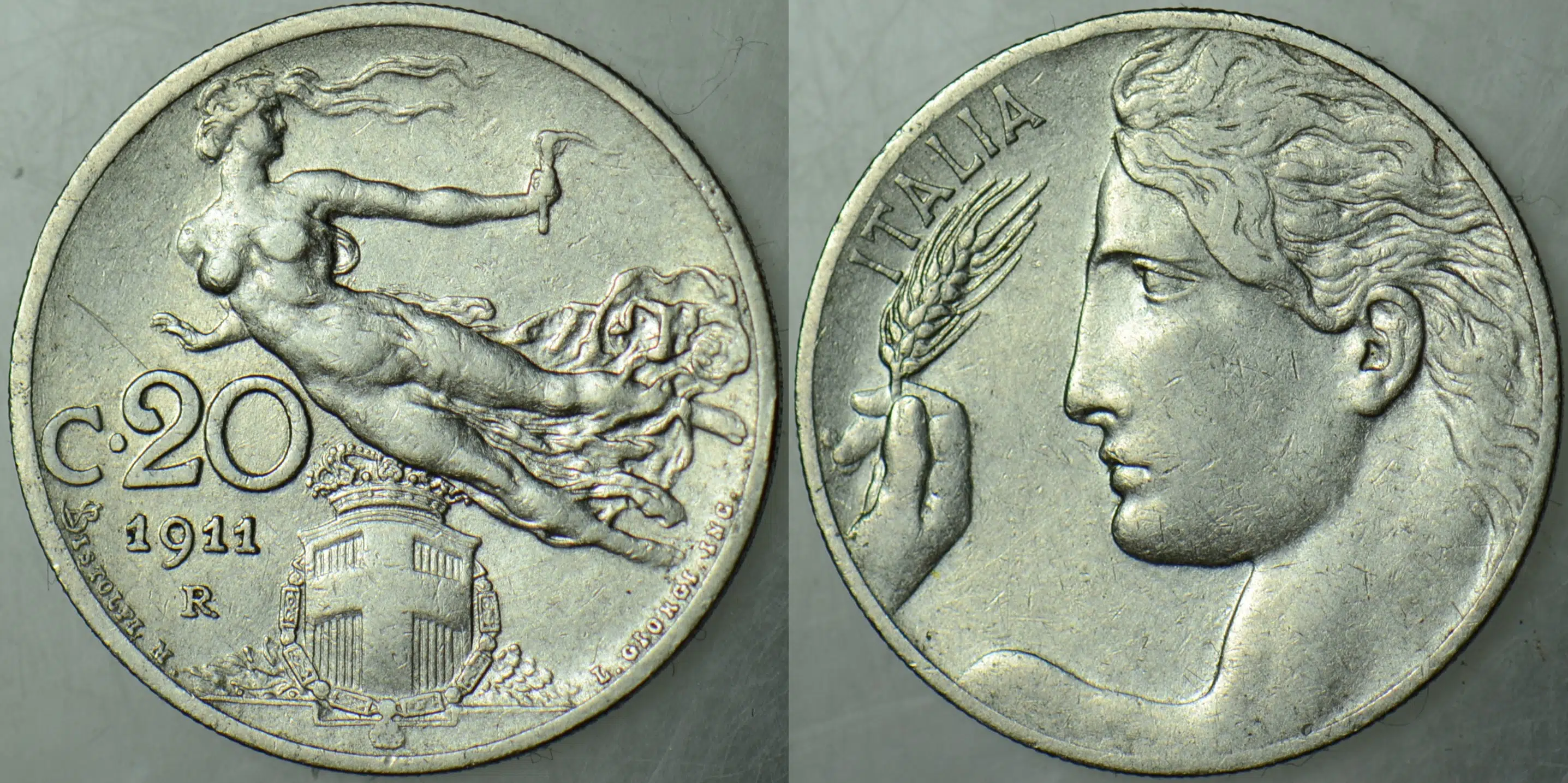 İTALYA 20 CENTESİMİ 1911.