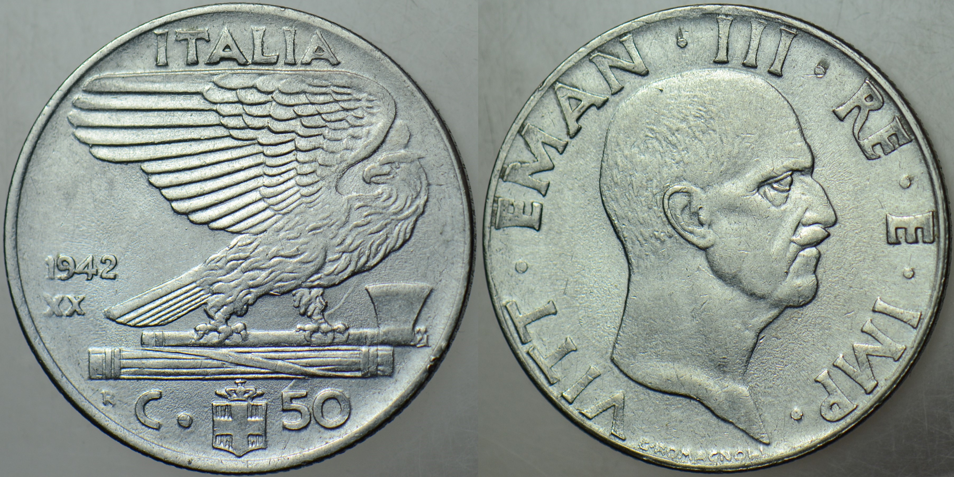 İTALYA 50 CENTESİMİ 1942 XX İKİNCİ DÜNYA SAVAŞI - MUSSOLİNİ DÖNEMİ.
