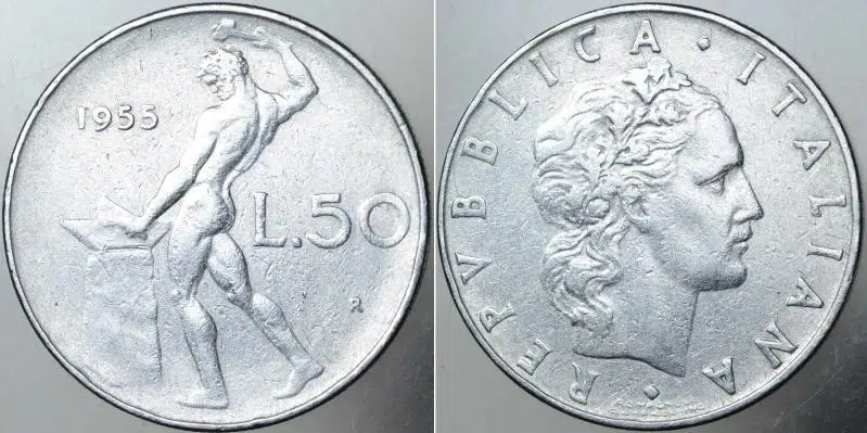İTALYA 50 LİRET 1955 AZ ÇIKAN TARİH.