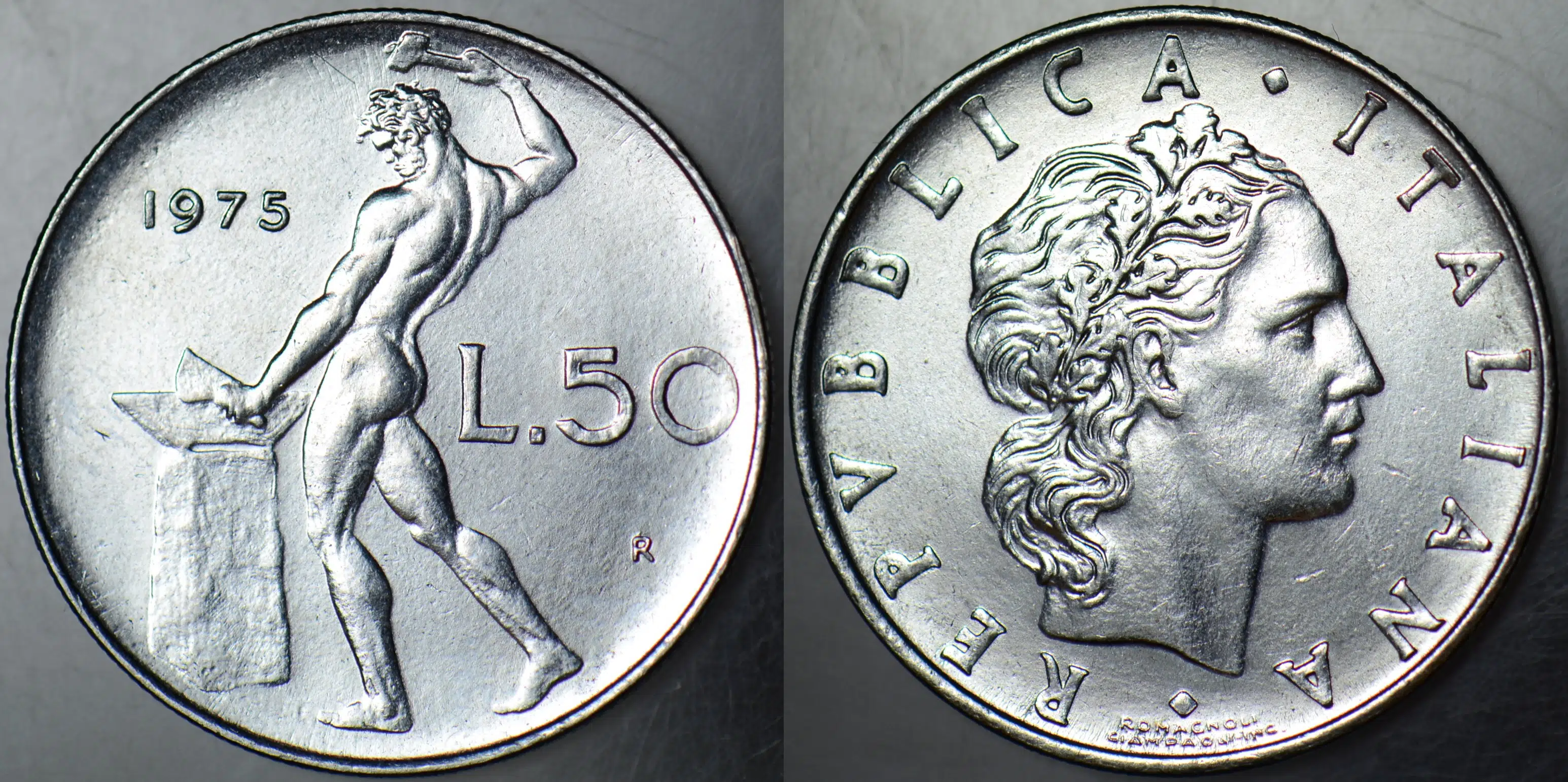 İTALYA 50 LİRET 1975 ROMA TANRISI VULCANUS TEMALI. ÇİL(-)