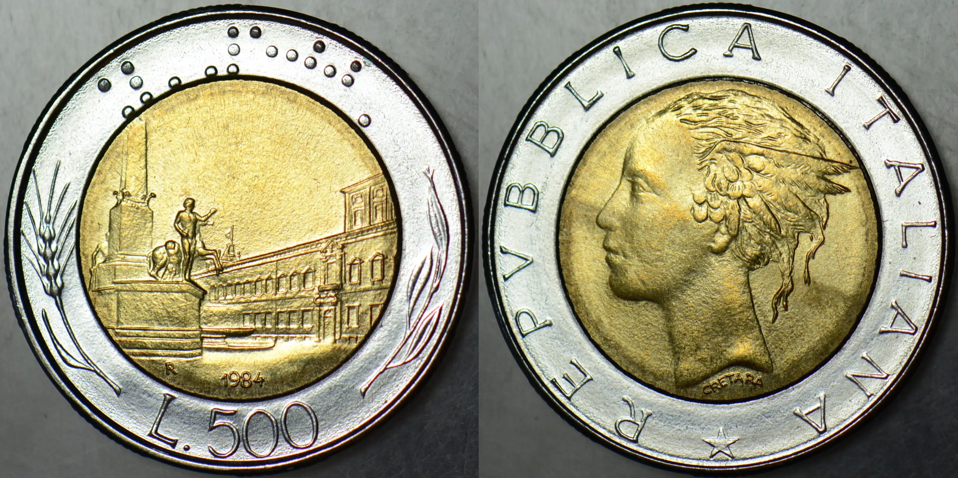 İTALYA 500 LİRET 1984 BİMETAL ÇİL(-)