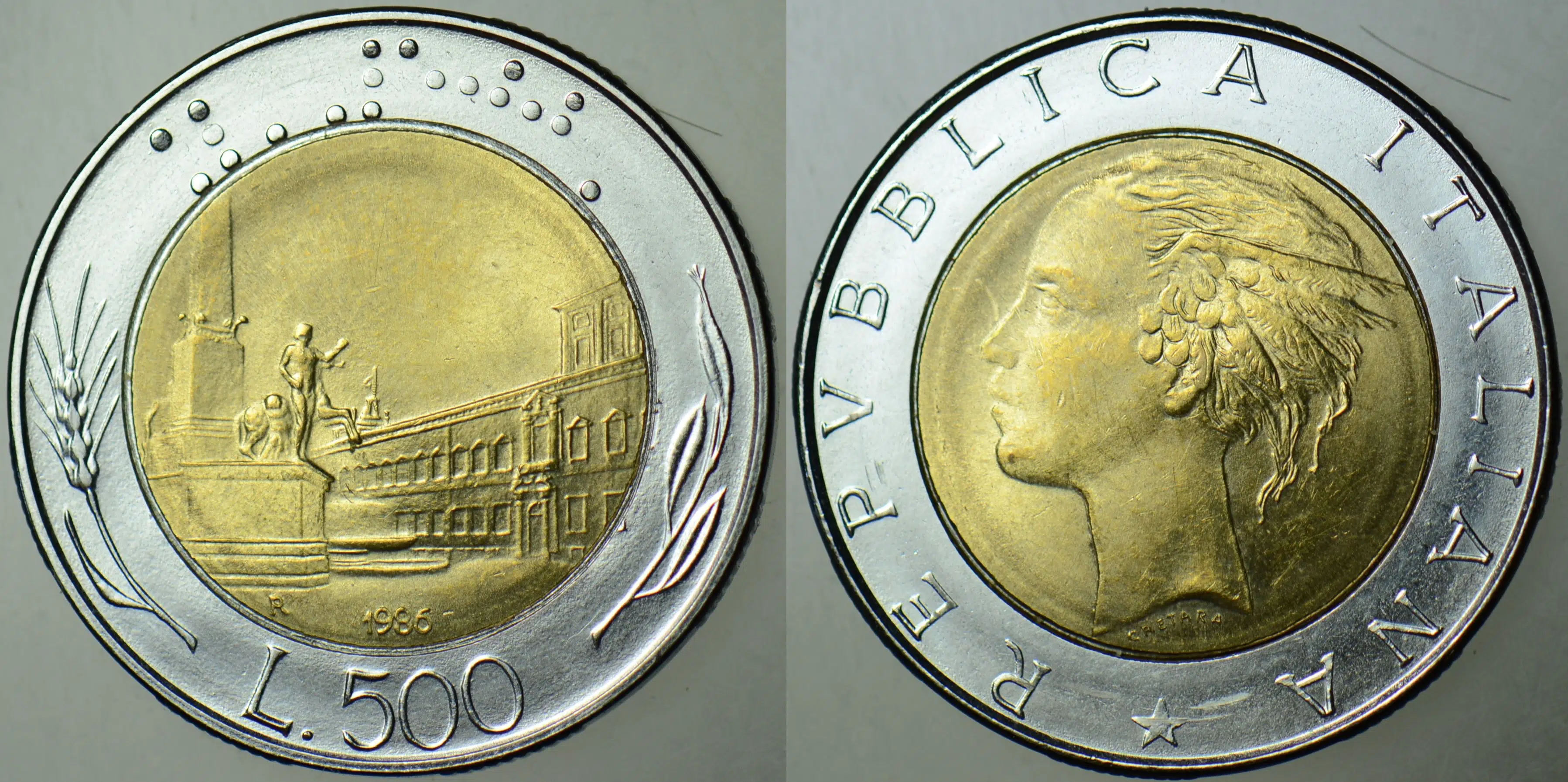 İTALYA 500 LİRET 1986 BİMETAL ÇİL.