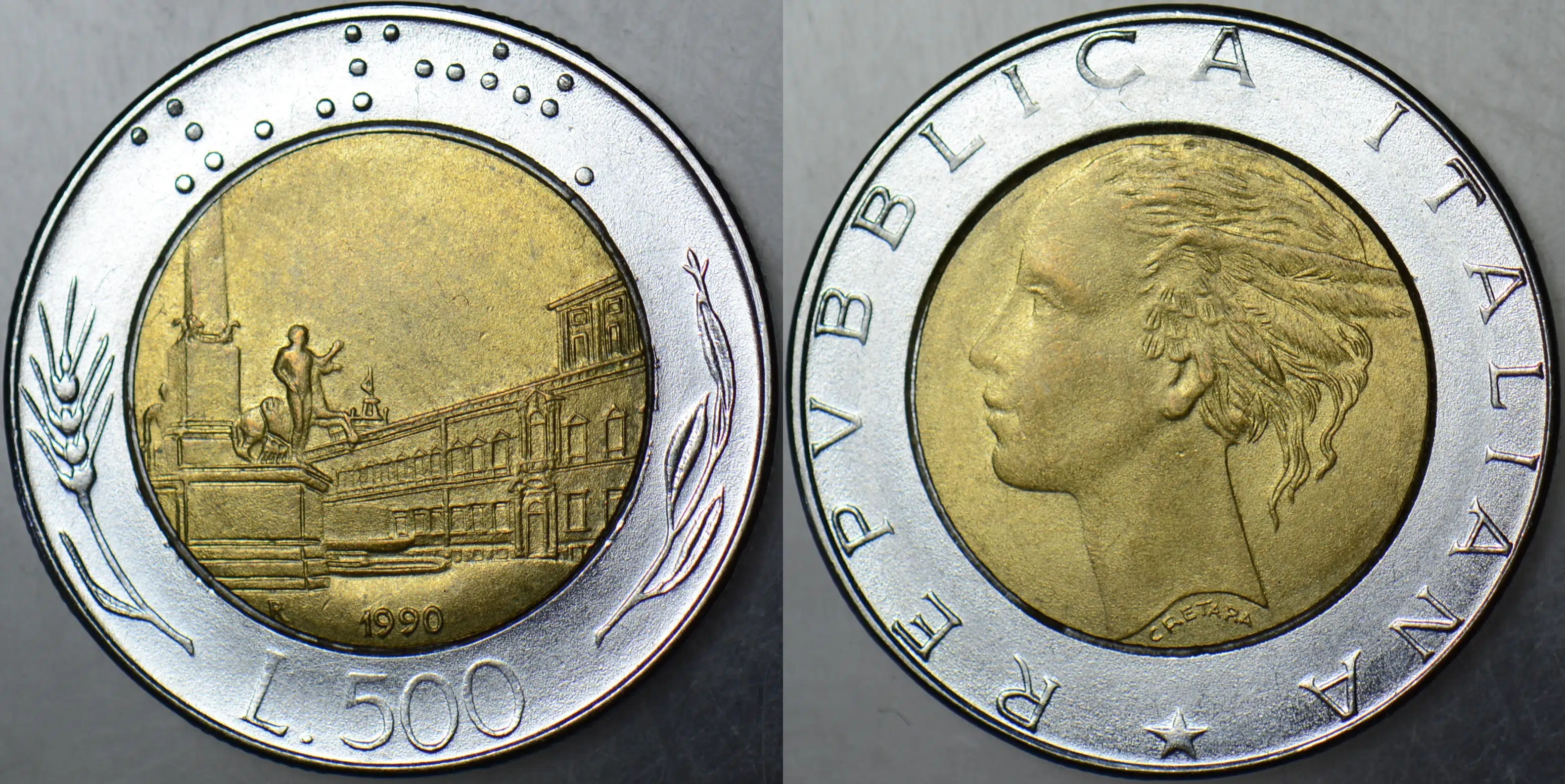 İTALYA 500 LİRET 1990 BİMETAL ÇİLALTI.