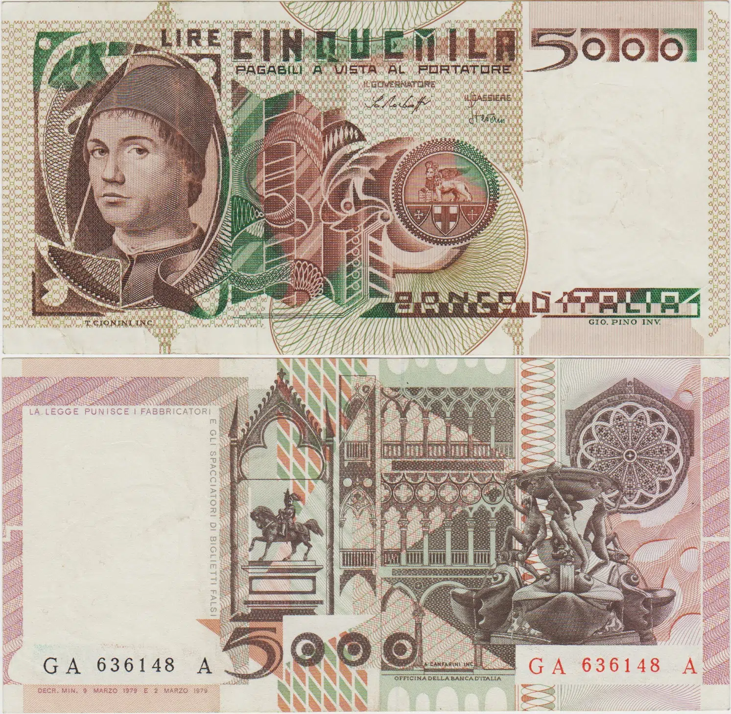 İTALYA 5000 LİRET 1979 ÇOK ÇOK TEMİZ+