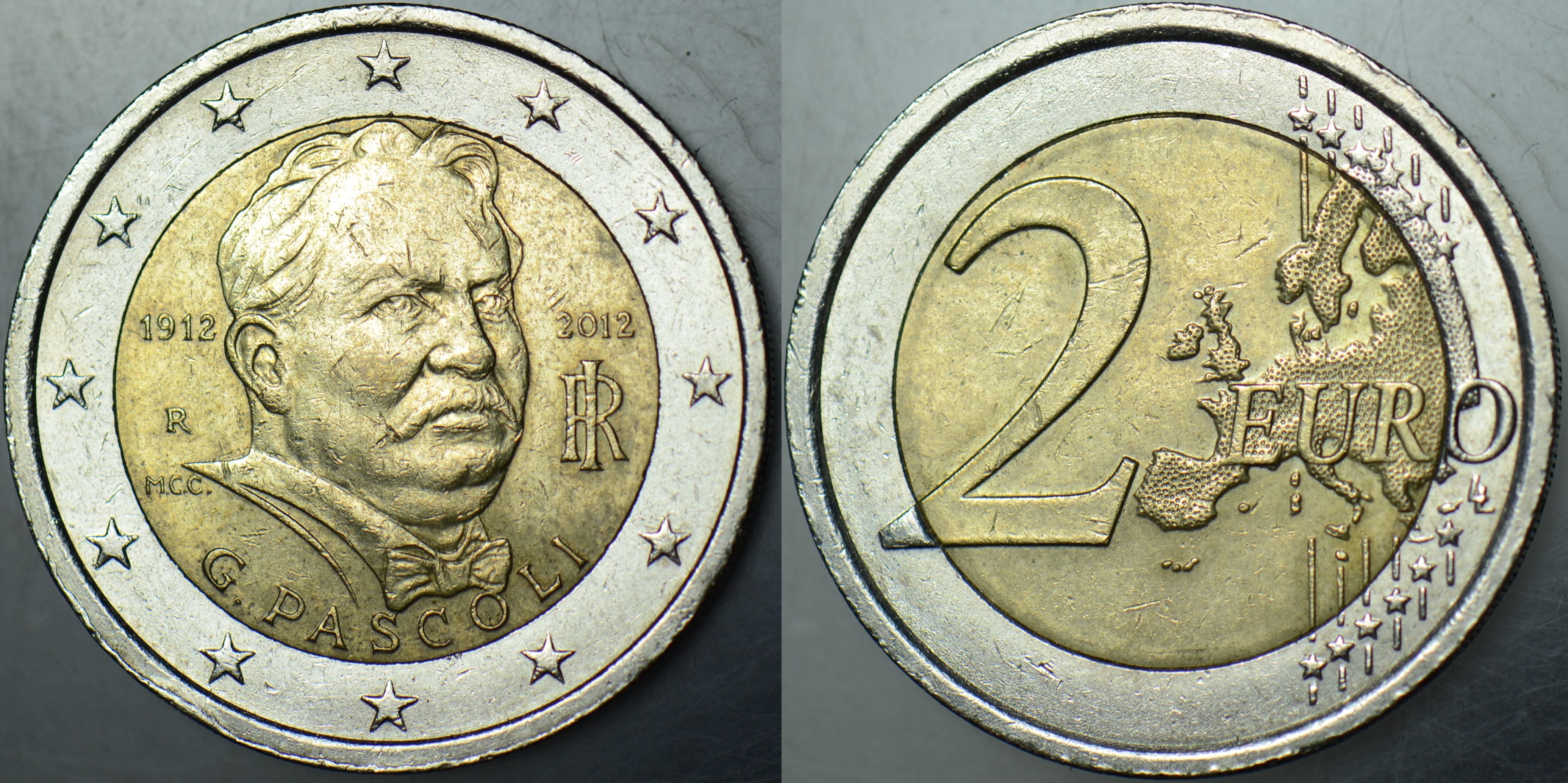 İTALYA HATIRA 2 EURO 2012 GİOVANNİ PASCOLİ'NİN ÖLÜMÜNÜN 100. YILI ANISINA.