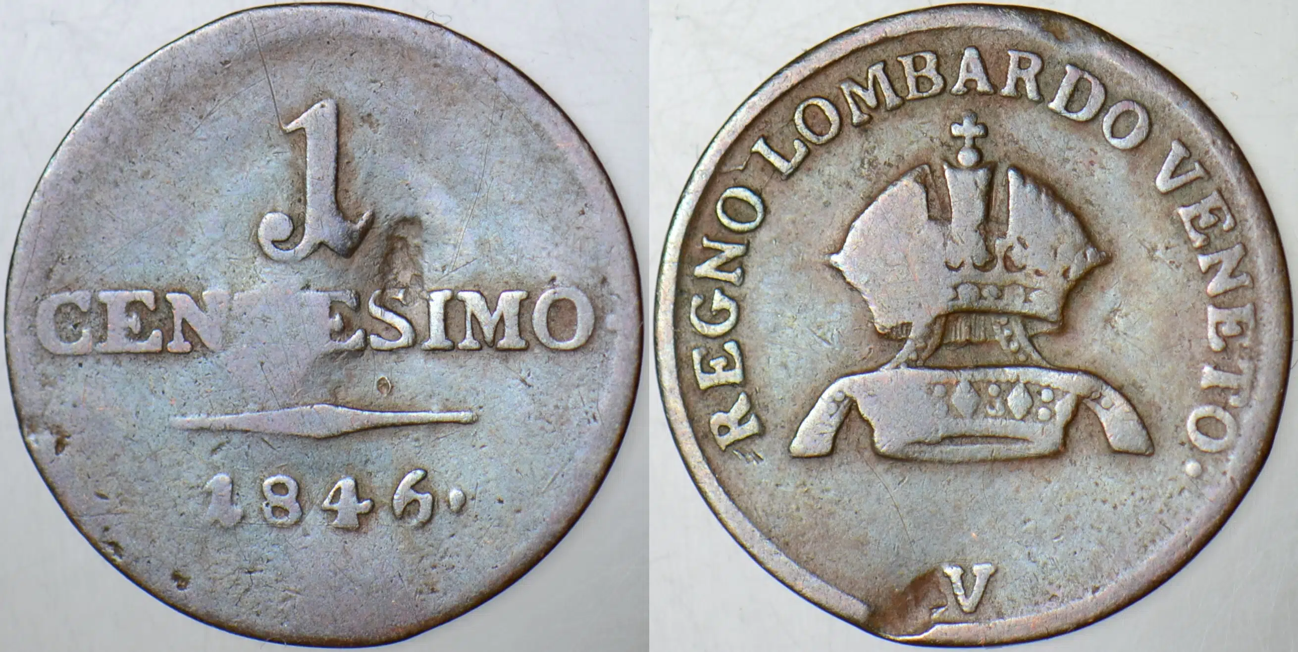 İTALYA LOMBARDİYA ve VENEDİK KRALLIĞI 1 CENTESİMO 1846.