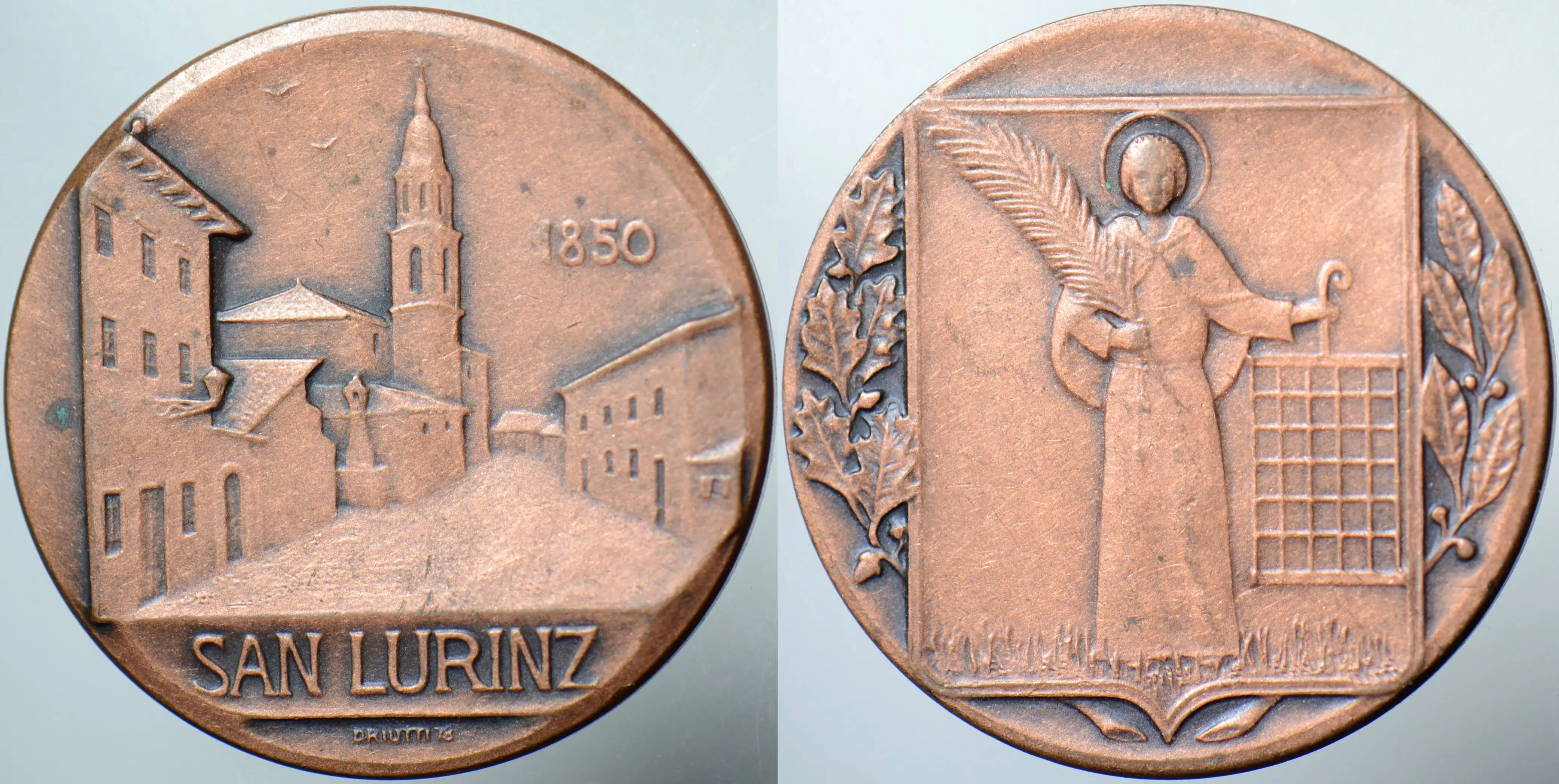  İTALYA SAN LURINZ MADALYON ÜNLÜ GRAVÜR ve MADALYONCU EUGENIO DRIUTTI YAPIMI. 36,3 gr 40 mm. NADİR