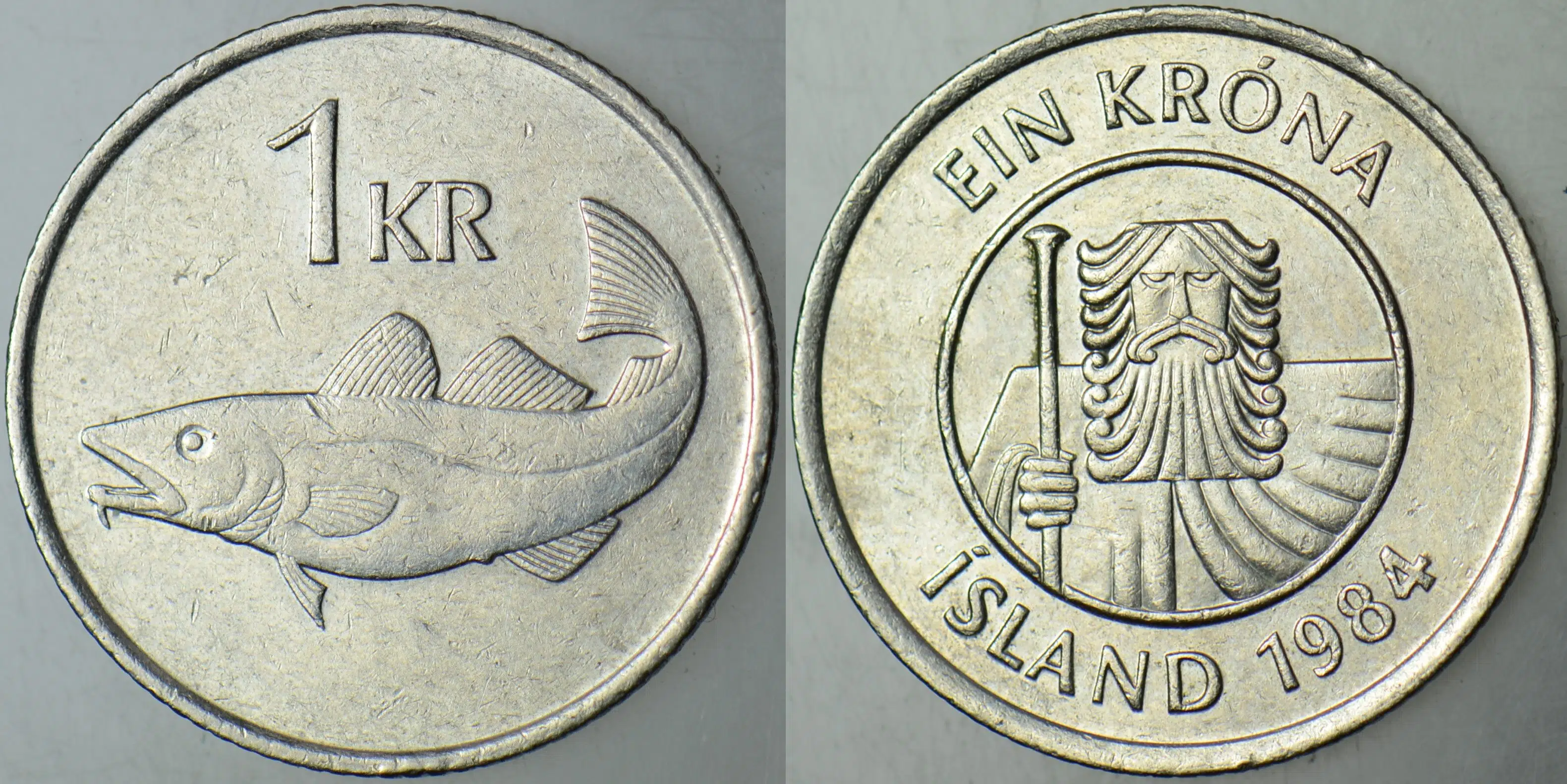 İZLANDA 1 KRON 1984 MORİNA BALIĞI TEMALI.