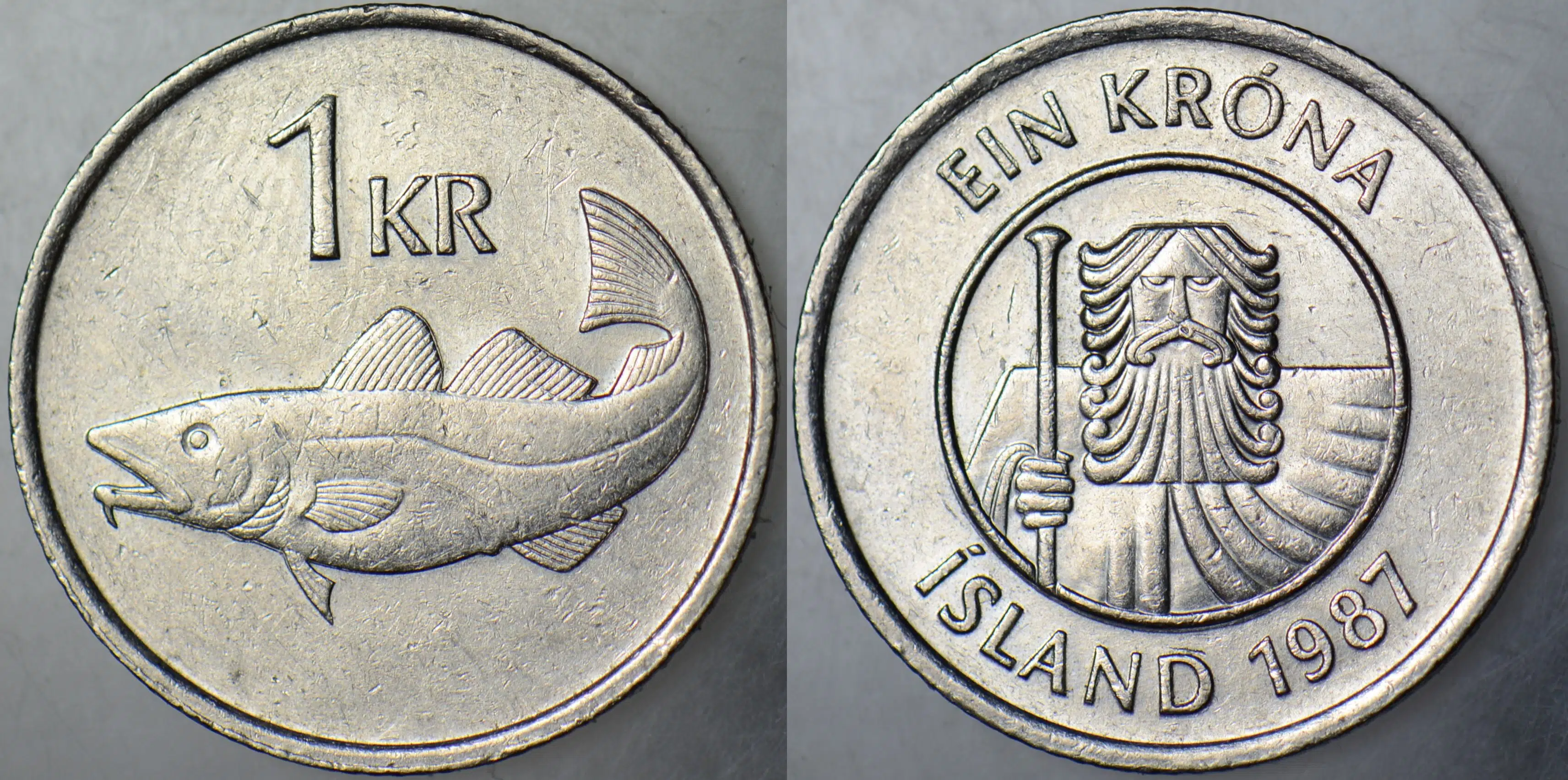 İZLANDA 1 KRON 1987 MORİNA BALIĞI TEMALI.