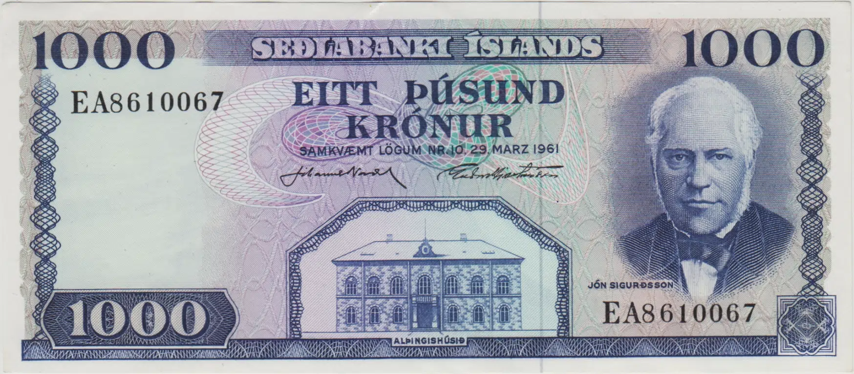 İZLANDA 1000 KRON 1961 ÇİLALTI++