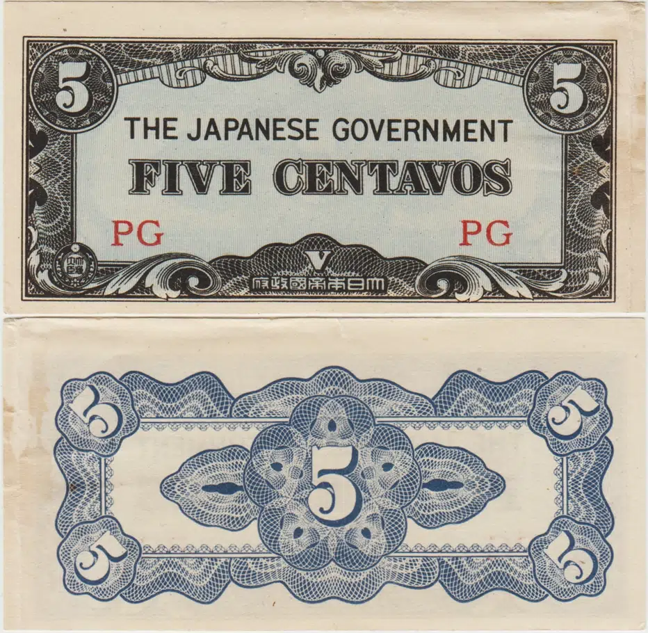 JAPONYA II. DÜNYA SAVAŞI İŞGAL TOPRAKLARI-FİLİPİNLER 5 CENTAVOS 1942. ÇOK ÇOK TEMİZ++
