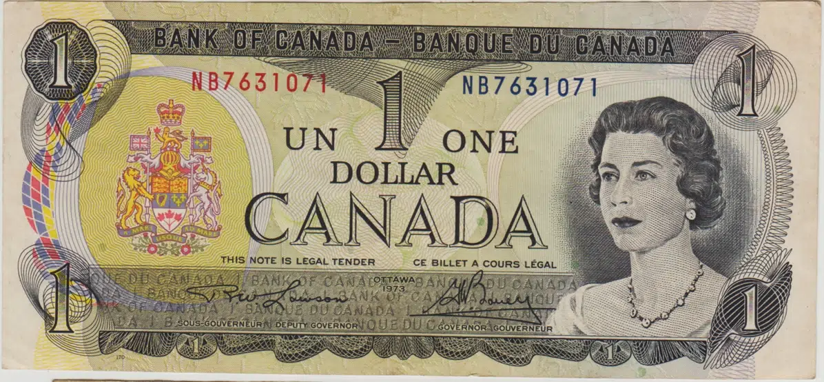 KANADA 1 DOLAR 1973 KAYIK BASKI ERRÖRLÜ. KRALİÇE.