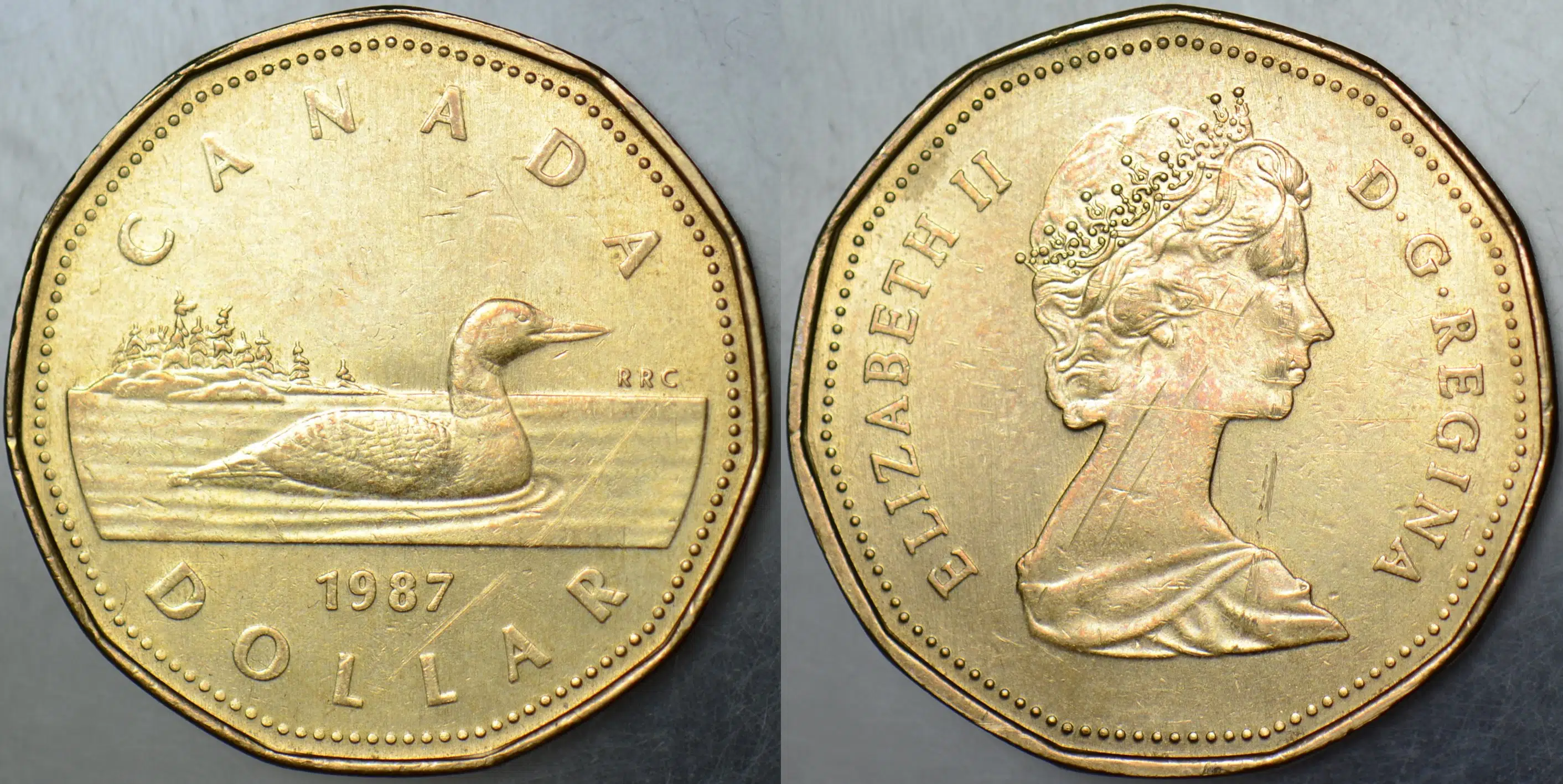 KANADA 1 DOLAR 1987 KRALİÇE II. ELİZABETH GENÇ BÜST 26,5 mm.