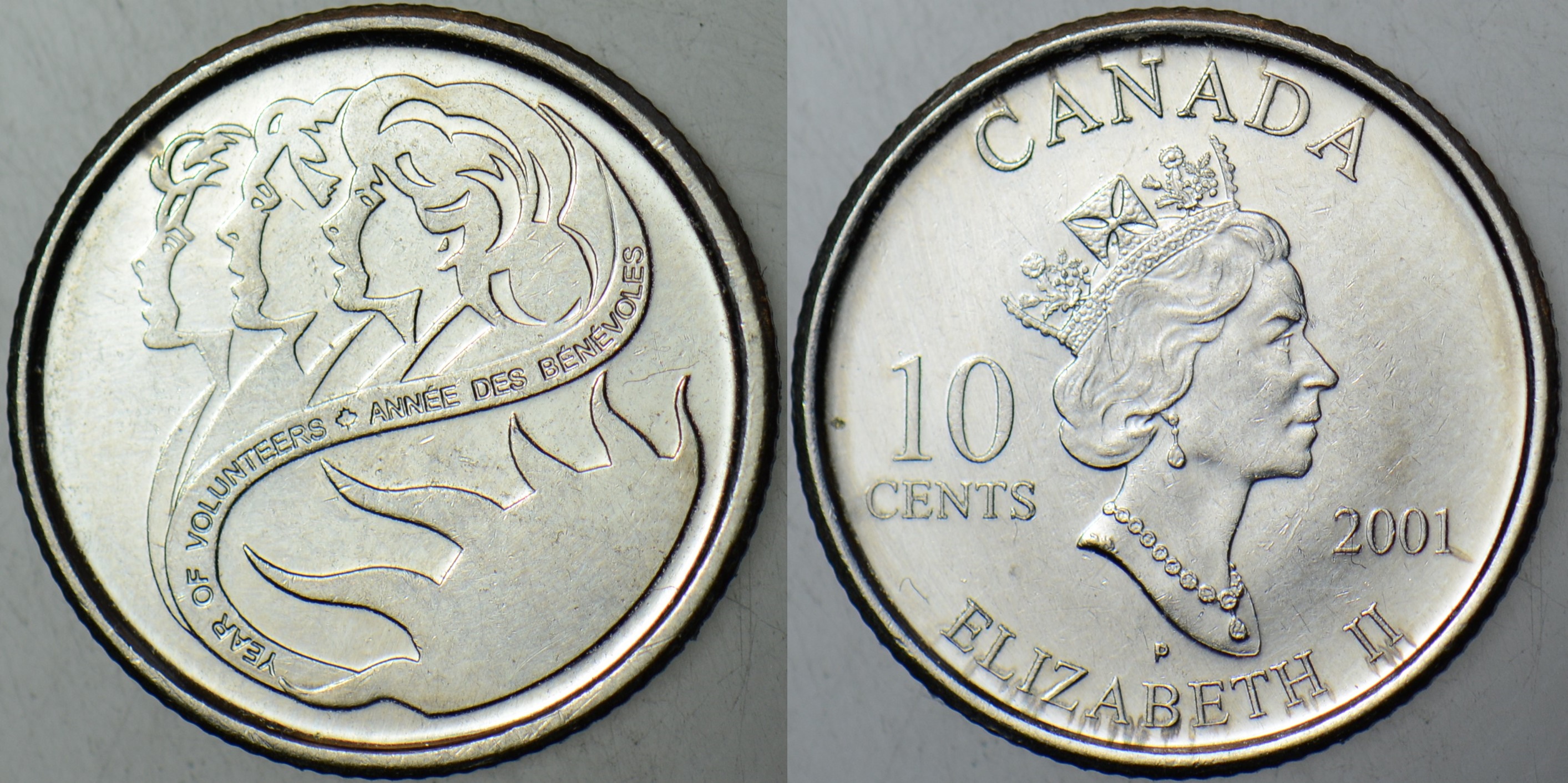 KANADA 10 CENT 2001 SİRKÜLASYON HATIRA. ULUSLARARASI GÖNÜLLÜLÜK YILI.