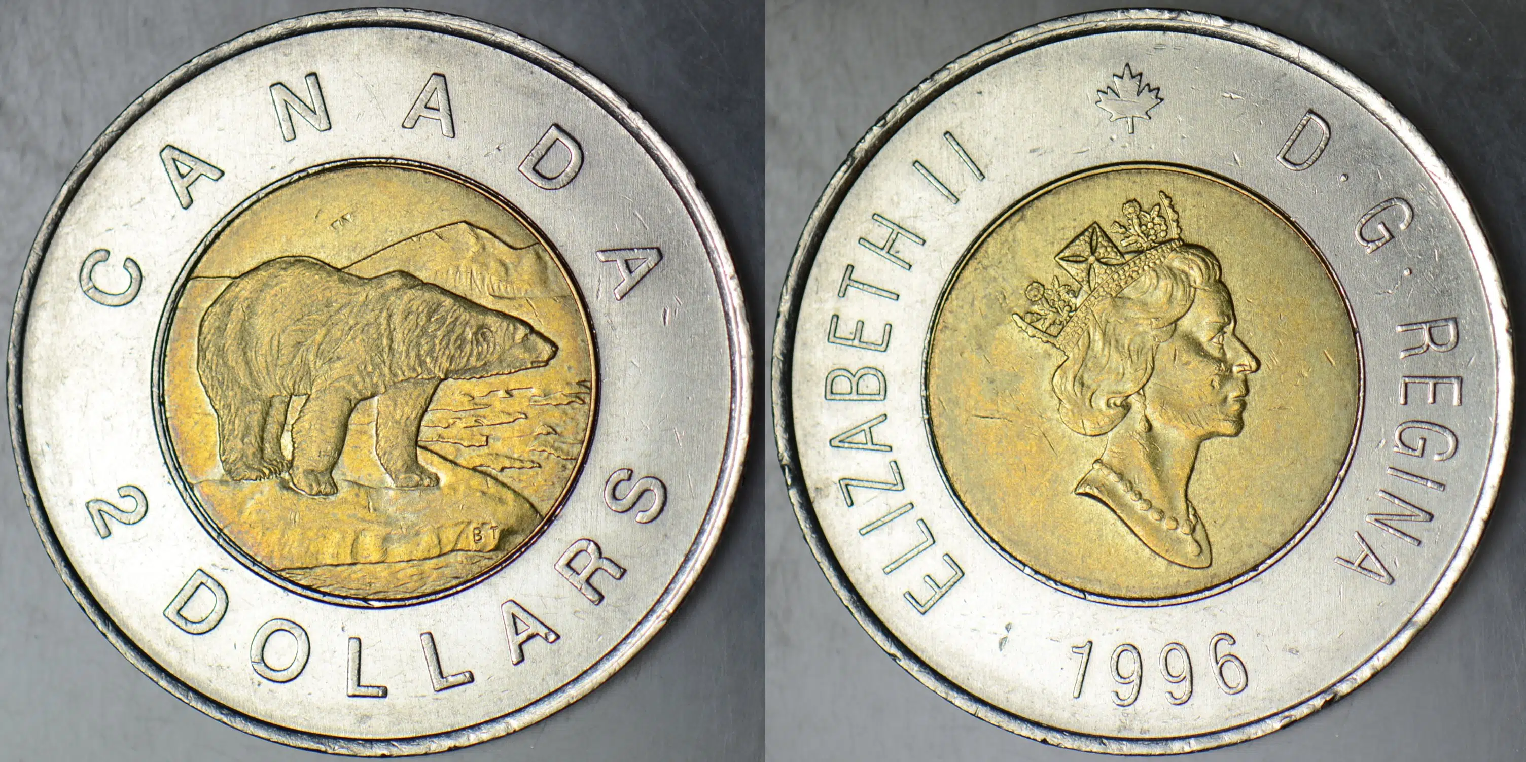 KANADA 2 DOLAR 1996 KRALİÇE ELİZABETH. BİMETAL 28 mm.