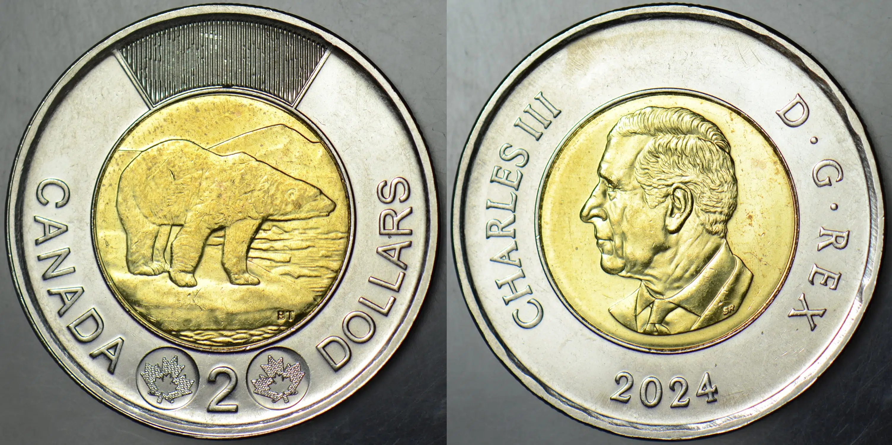 KANADA 2 DOLAR 2024 KRAL III. CHARLES. BİMETAL 28 mm ÇİL(-)