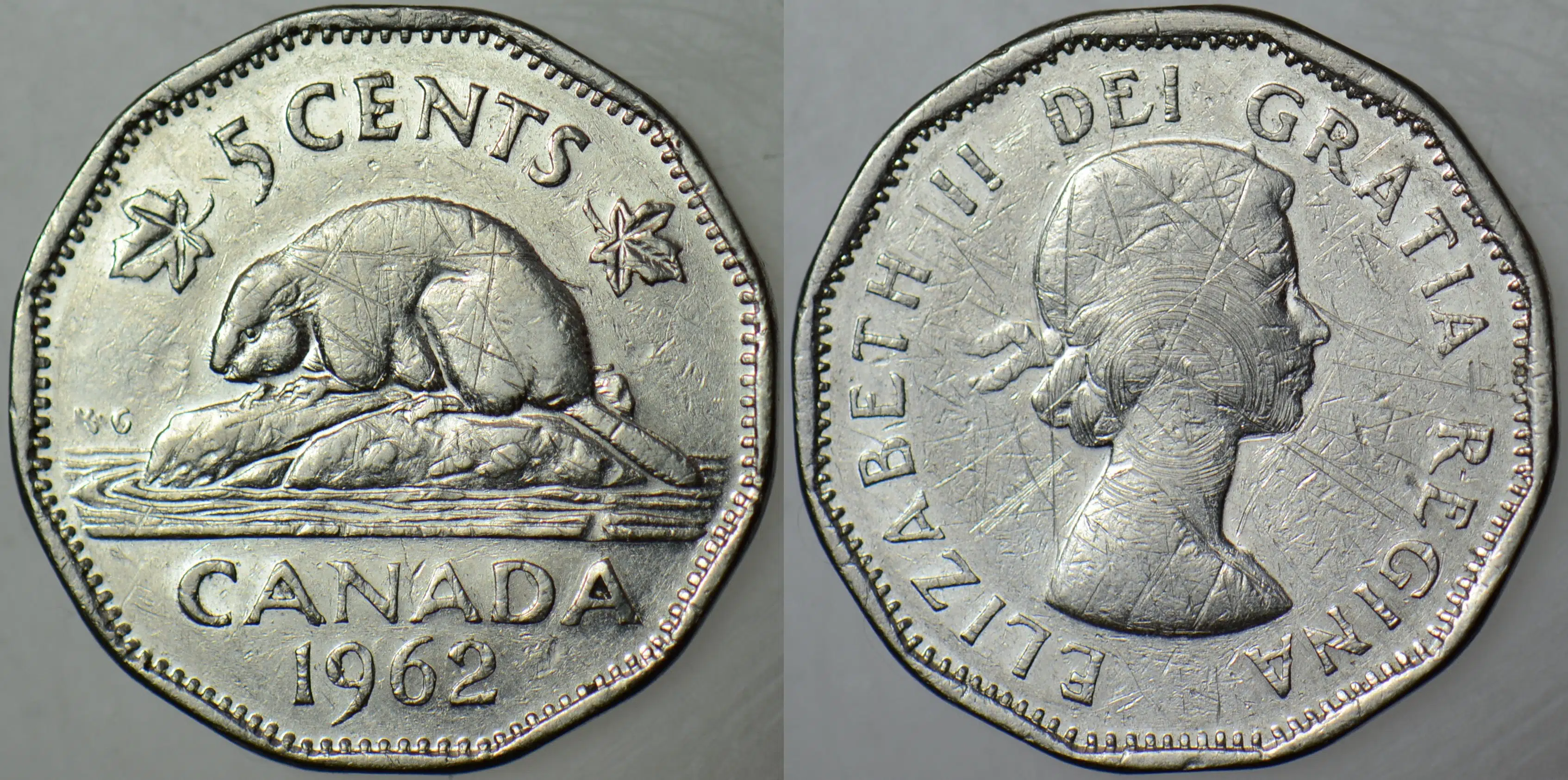 KANADA 5 CENT 1962 KRALİÇE II. ELİZABETH GENÇ BÜST. 21,2 mm