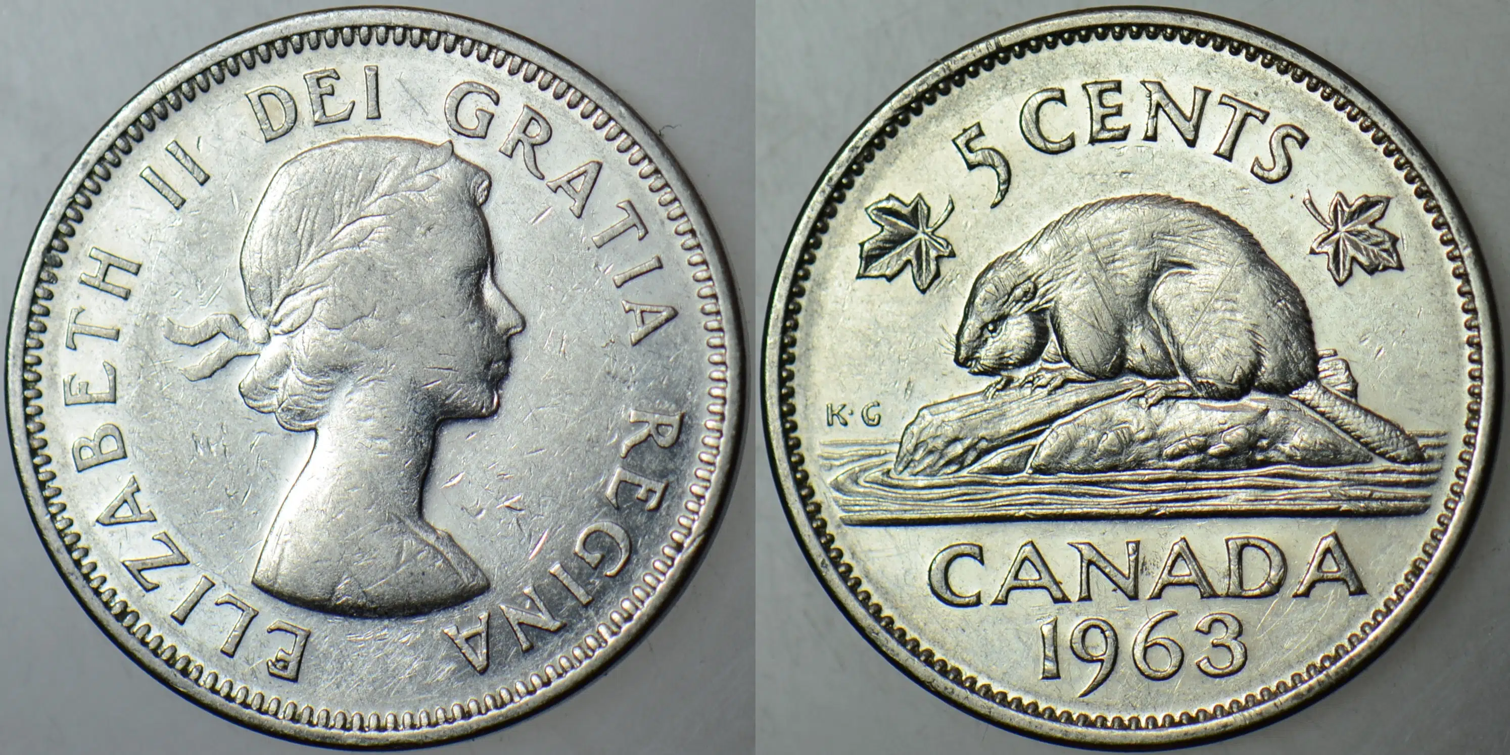 KANADA 5 CENT 1963 KRALİÇE II. ELİZABETH GENÇ BÜST. 21,2 mm