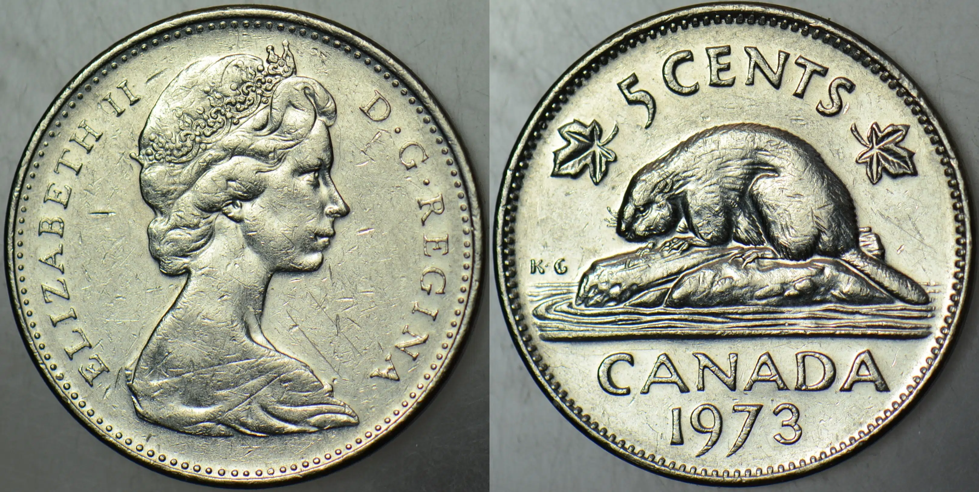 KANADA 5 CENT 1973 KUNDUZ TEMALI. KRALİÇE II. ELİZABETH GENÇ BÜST.