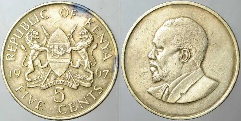 KENYA 5 CENT 1967. KENYATTA DÖNEMİ.
