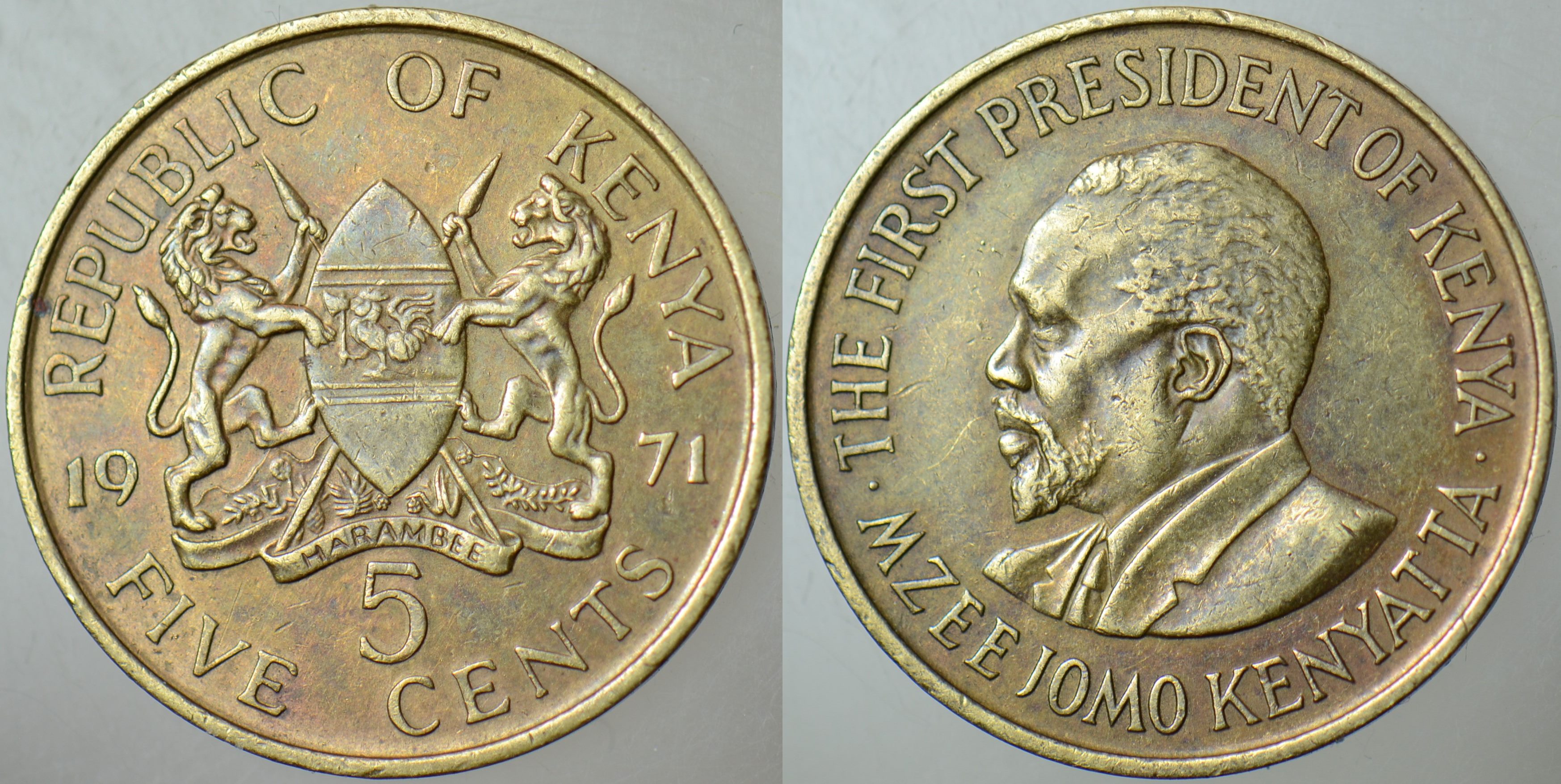 KENYA 5 CENT 1971 KENYATTA DÖNEMİ.