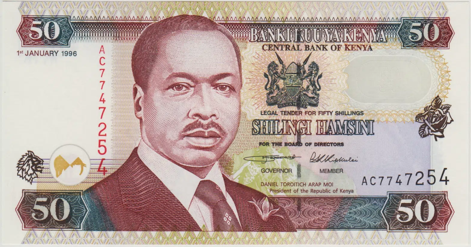 KENYA 50 ŞİLİN 1996 ÇİL.
