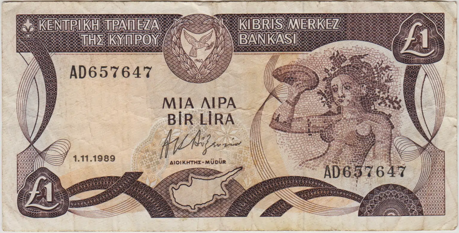 KIBRIS 1 POUND 1989 ÇOK TEMİZ.