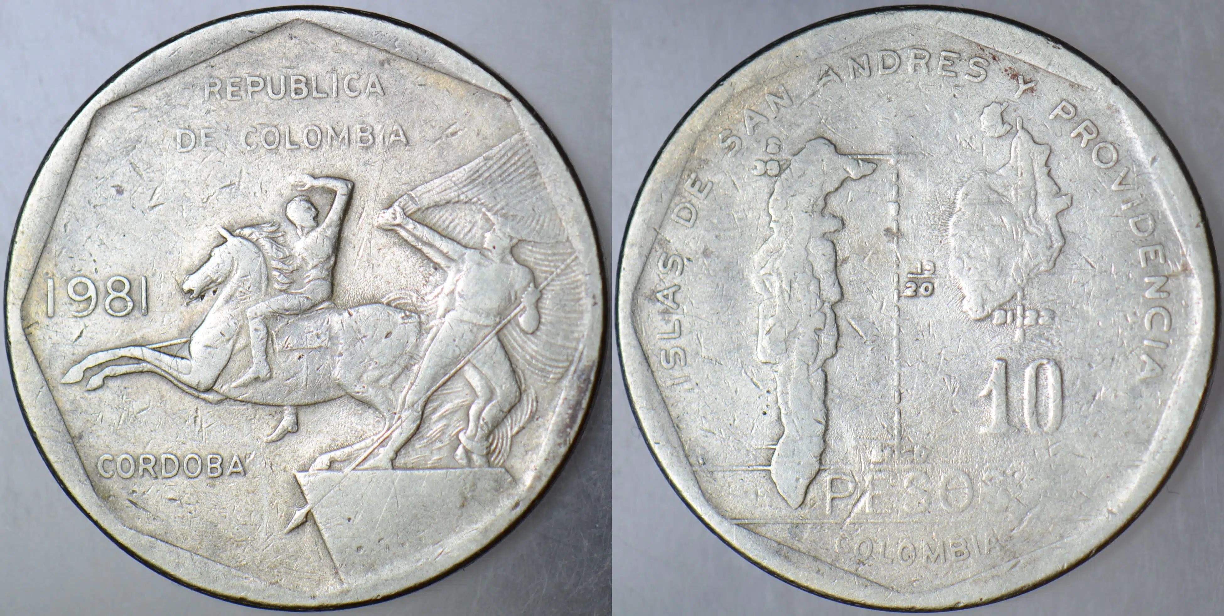 KOLOMBİYA 10 PESO 1981.