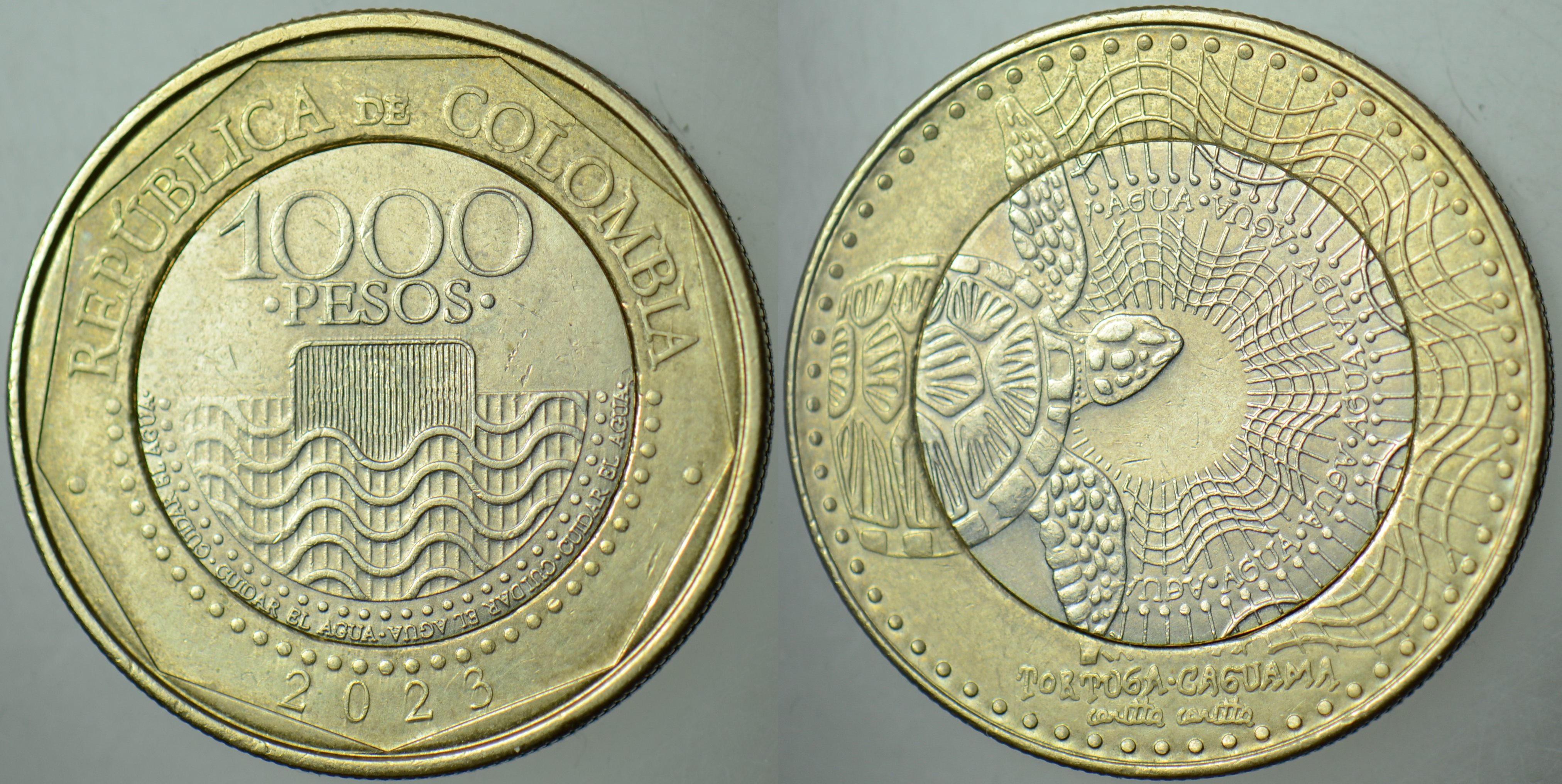 KOLOMBİYA 1000 PESO 2023 CARETTA CARETTA KAPLUMBAĞA TEMALI. BİMETAL