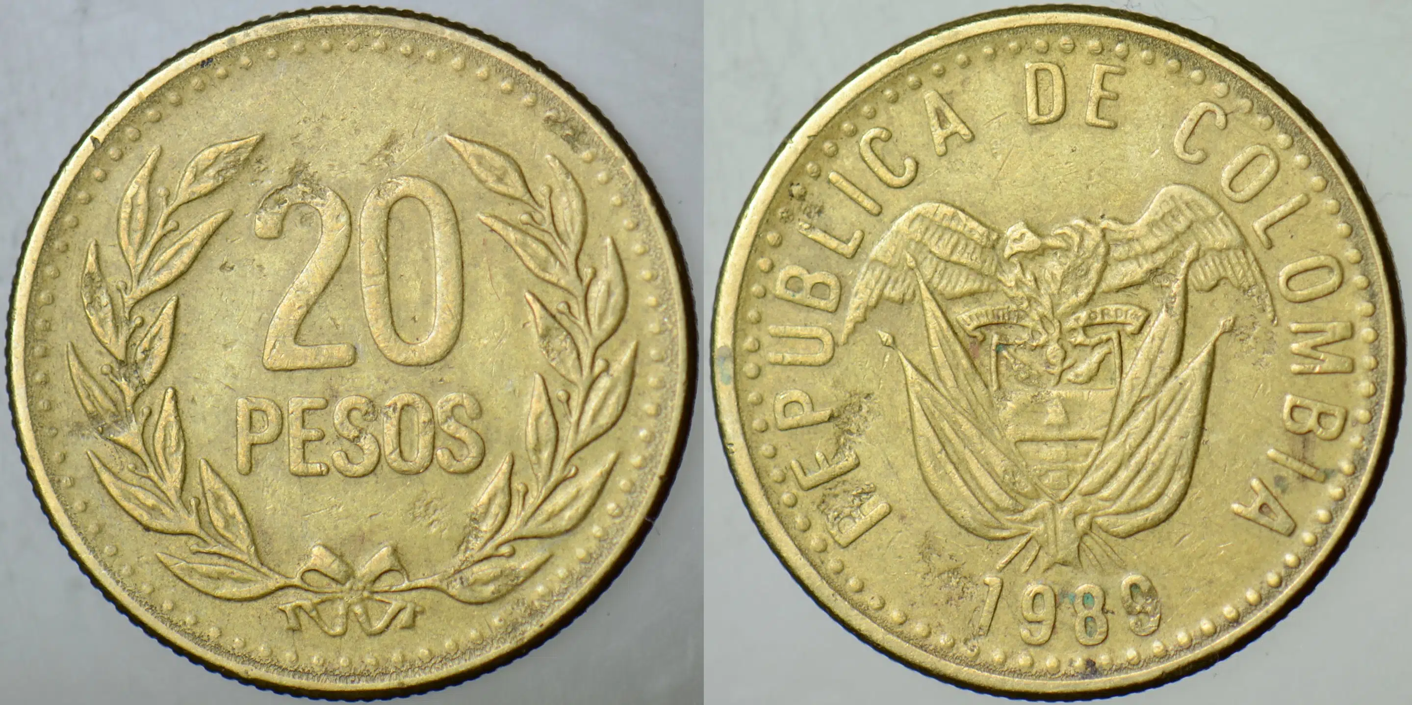 KOLOMBİYA 20 PESO 1989.
